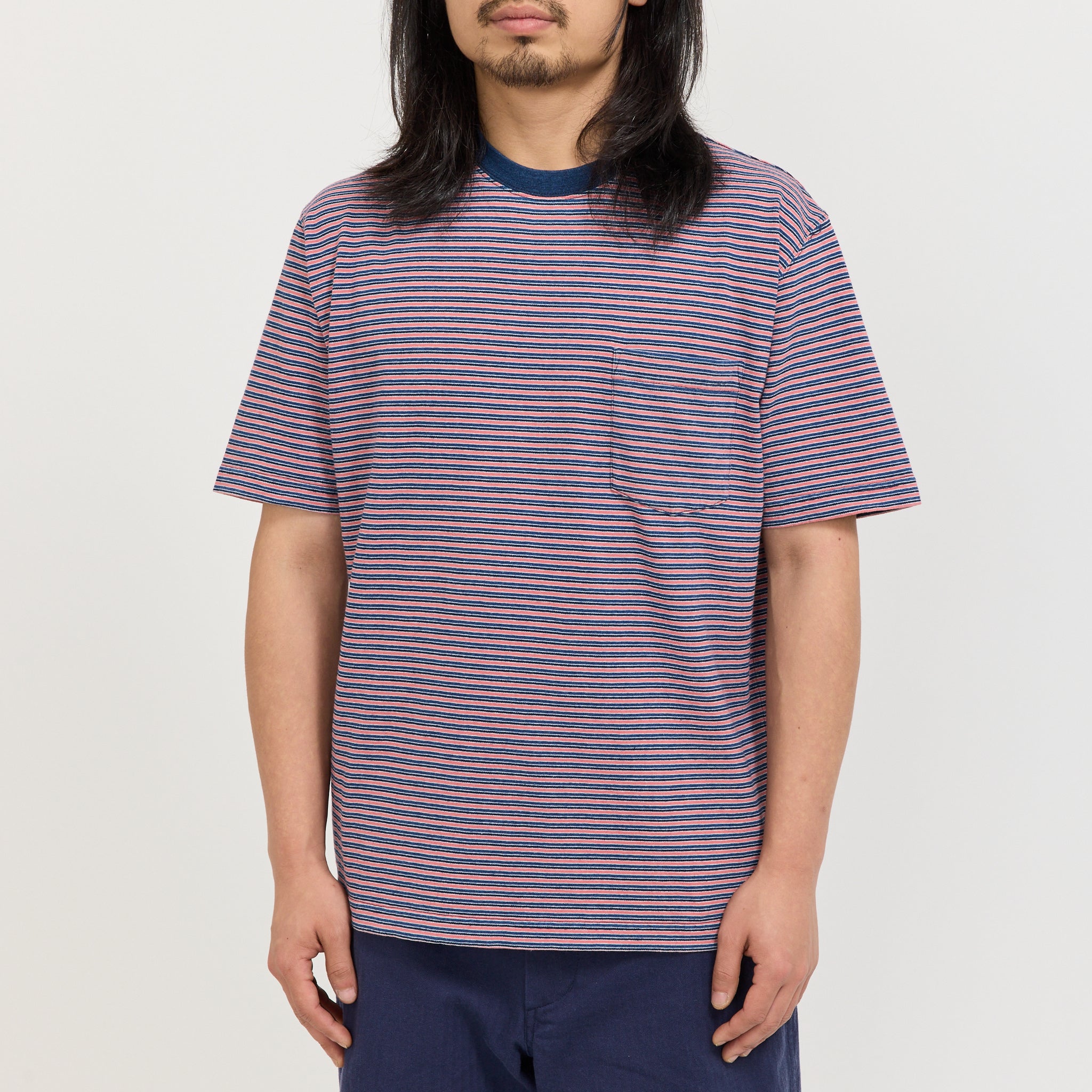 Pocket Tee Indigo Stripe Red