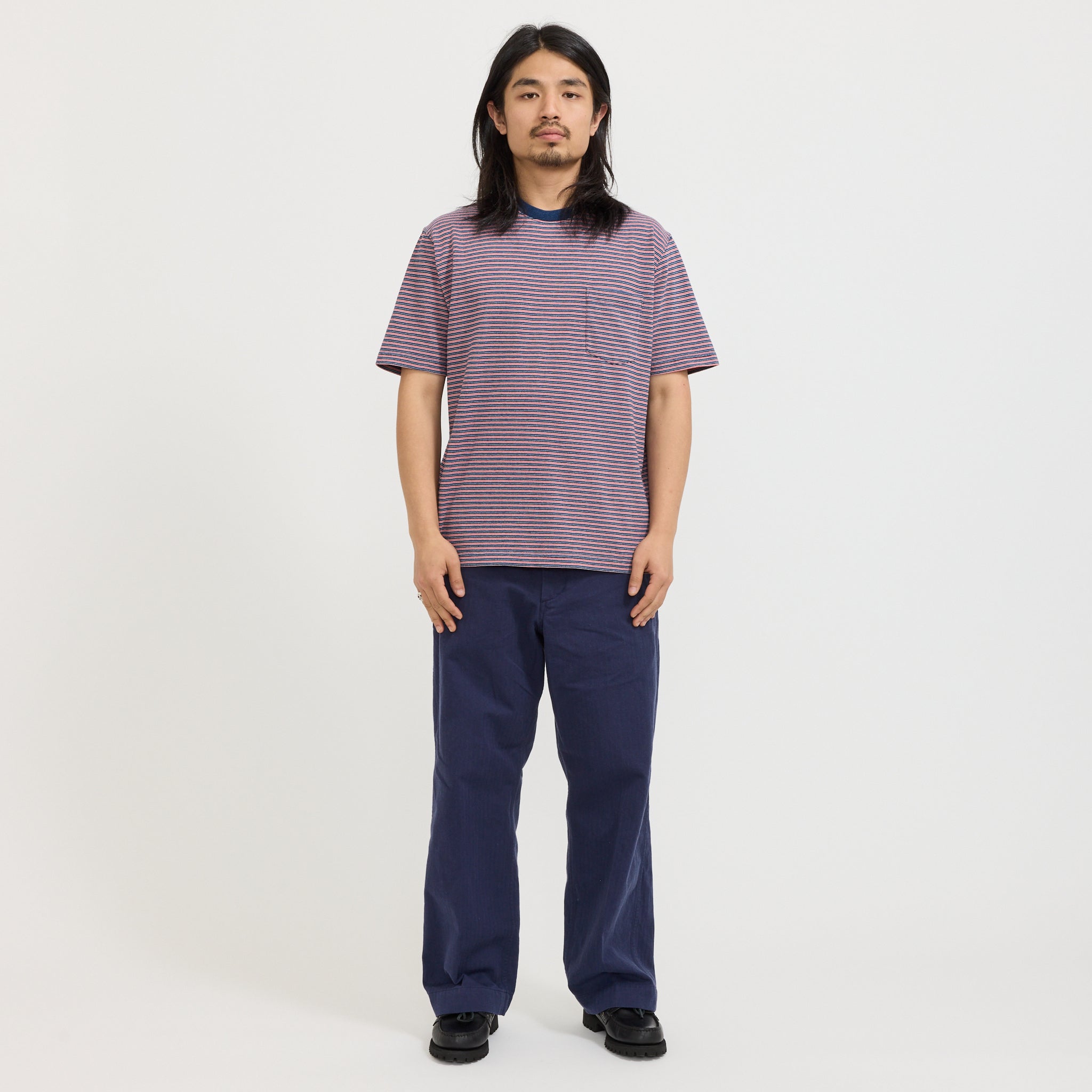 Pocket Tee Indigo Stripe Red