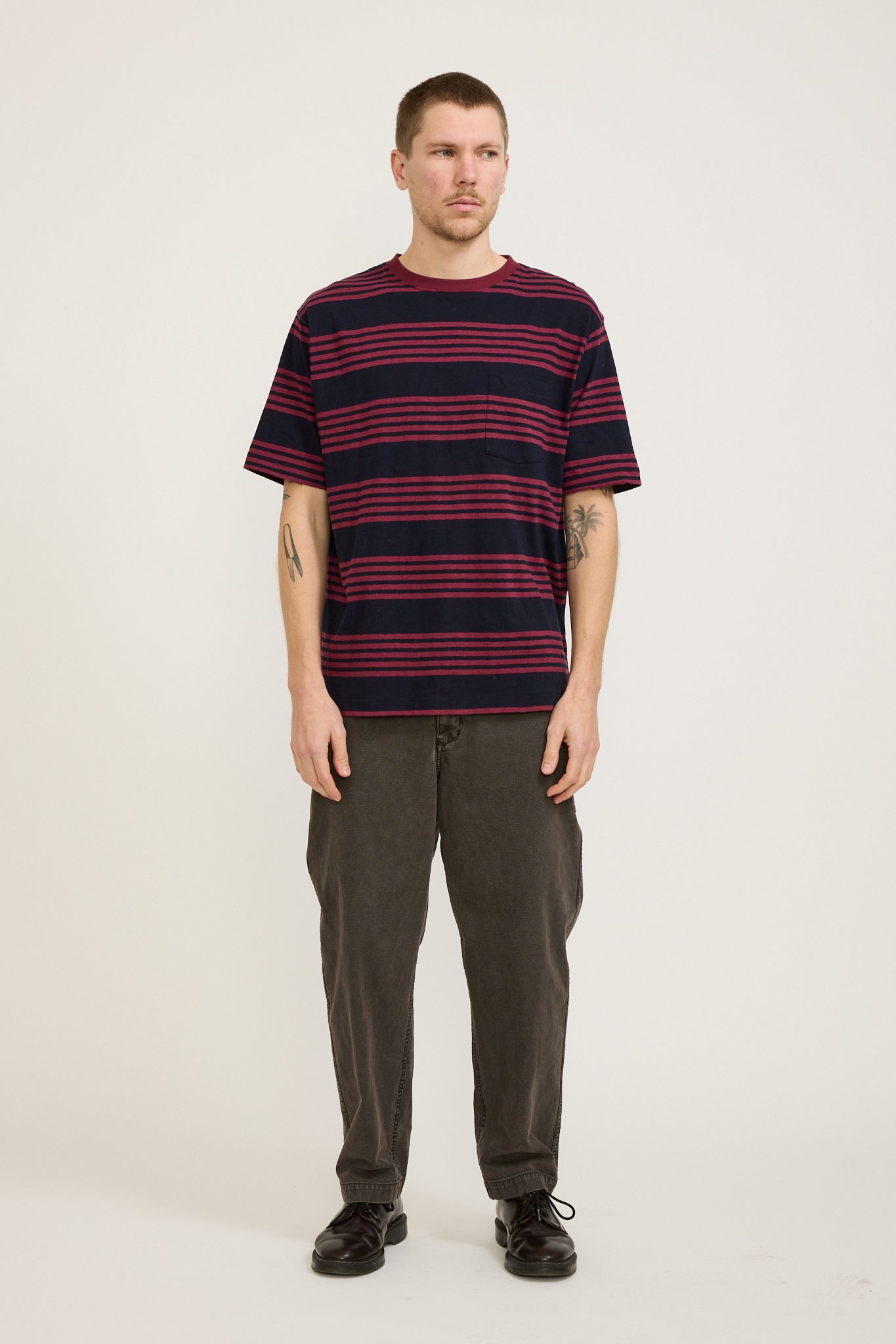 Beams Plus | Pocket Tee Nep Stripe Navy | Maplestore