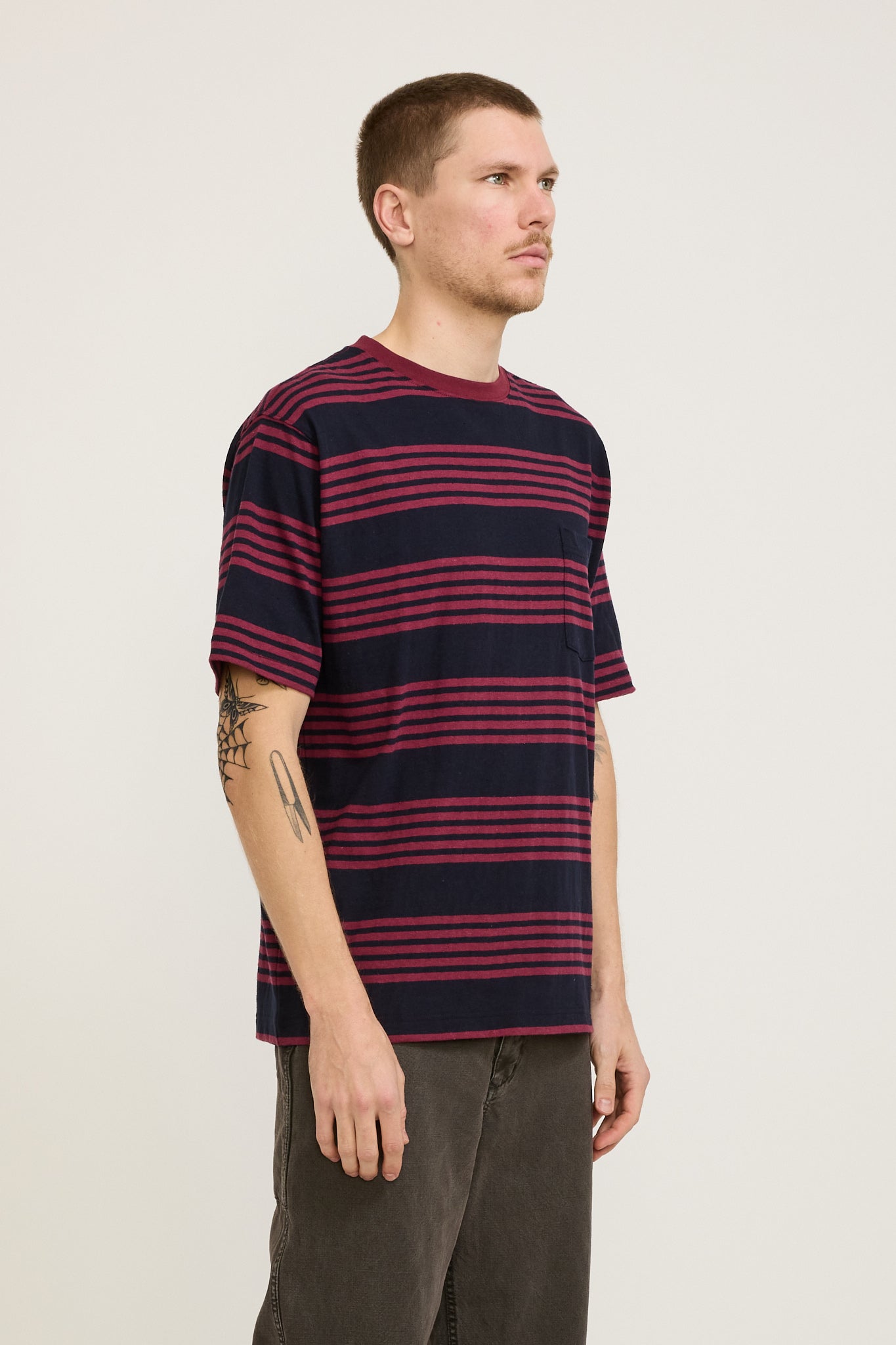 Beams Plus | Pocket Tee Nep Stripe Navy | Maplestore