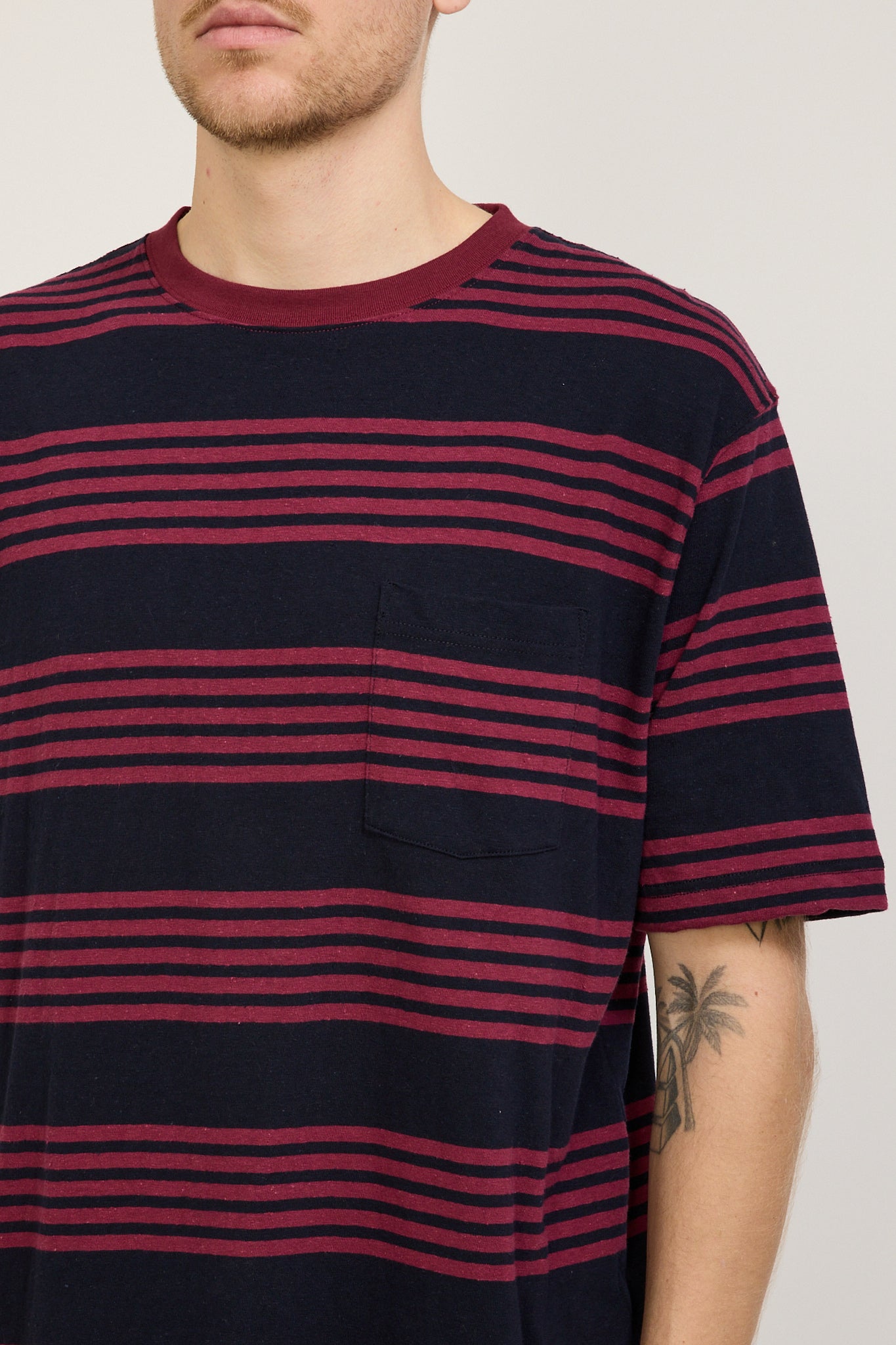 Beams Plus | Pocket Tee Nep Stripe Navy | Maplestore