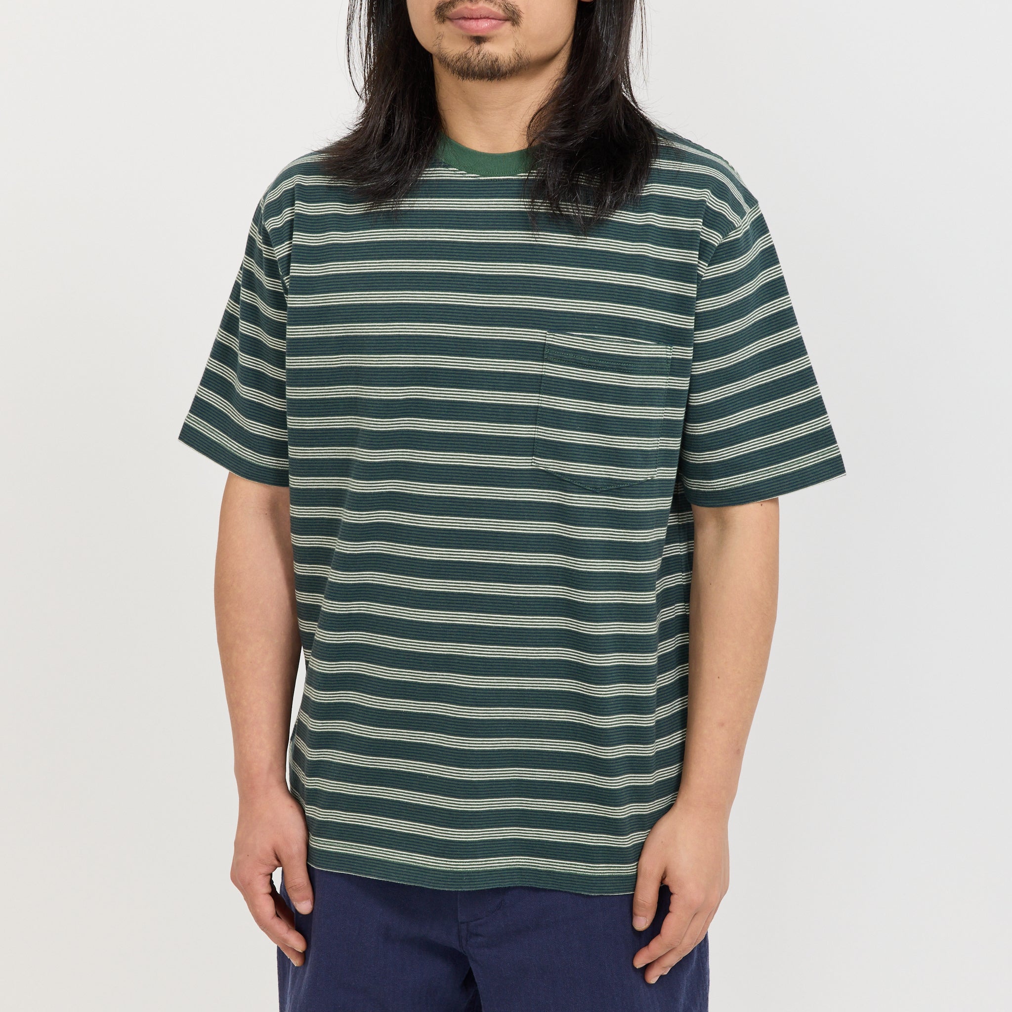 Pocket Tee Pin Stripe Green