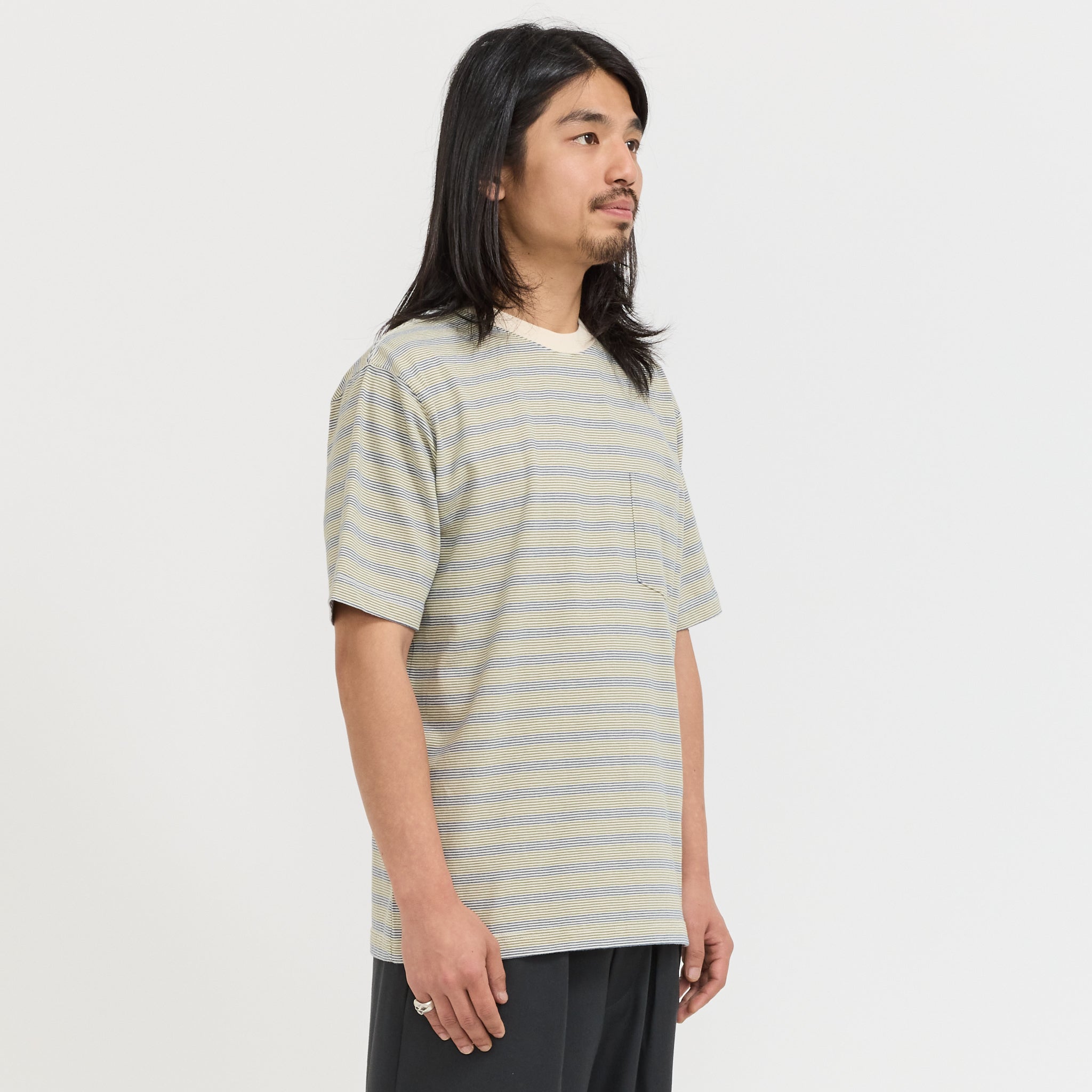 Pocket Tee Pin Stripe Off White