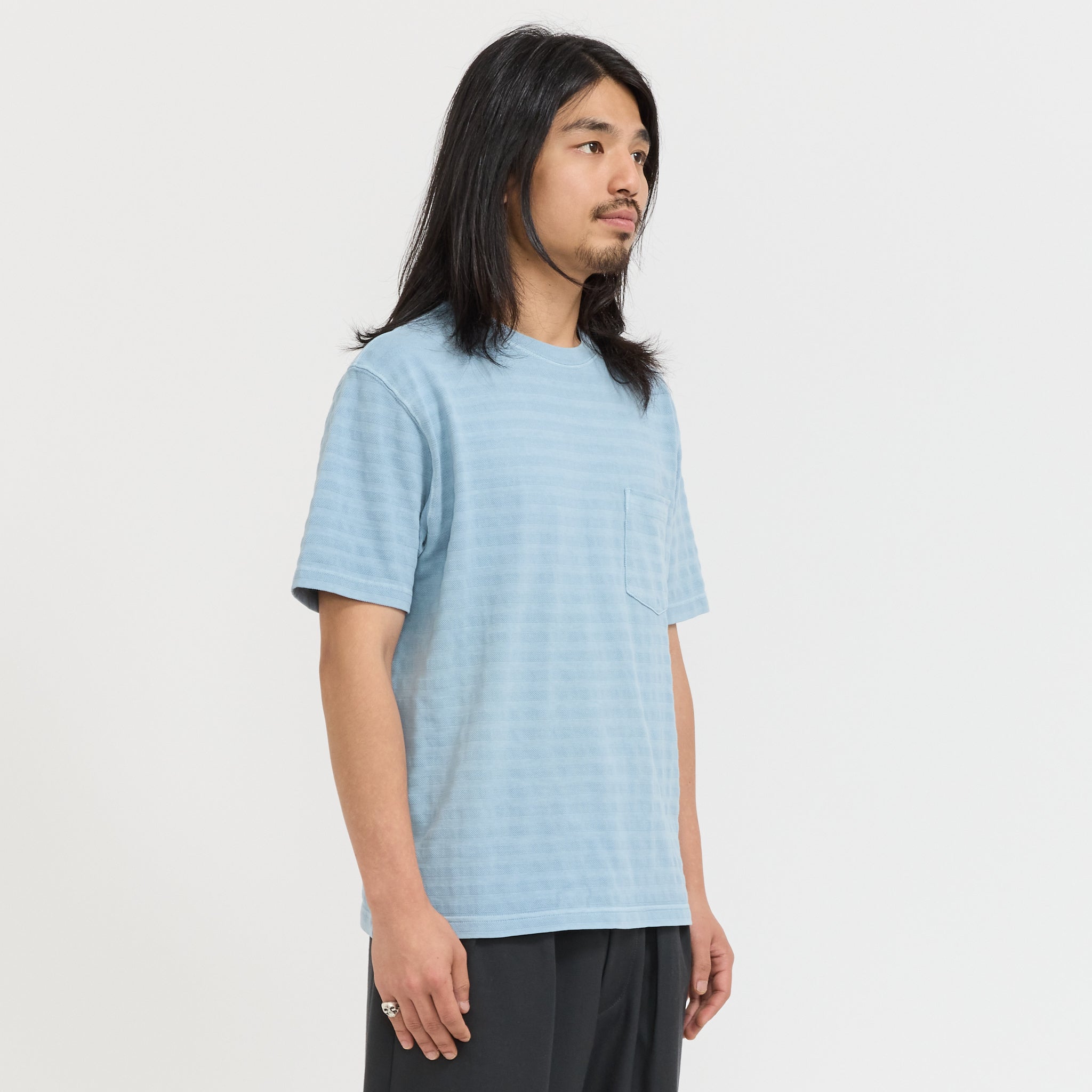 Pocket Tee Pique Garment Dye Sax