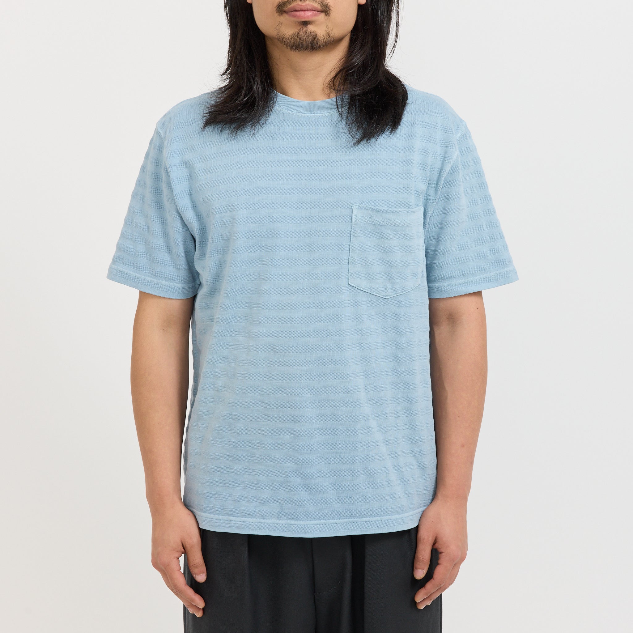 Pocket Tee Pique Garment Dye Sax