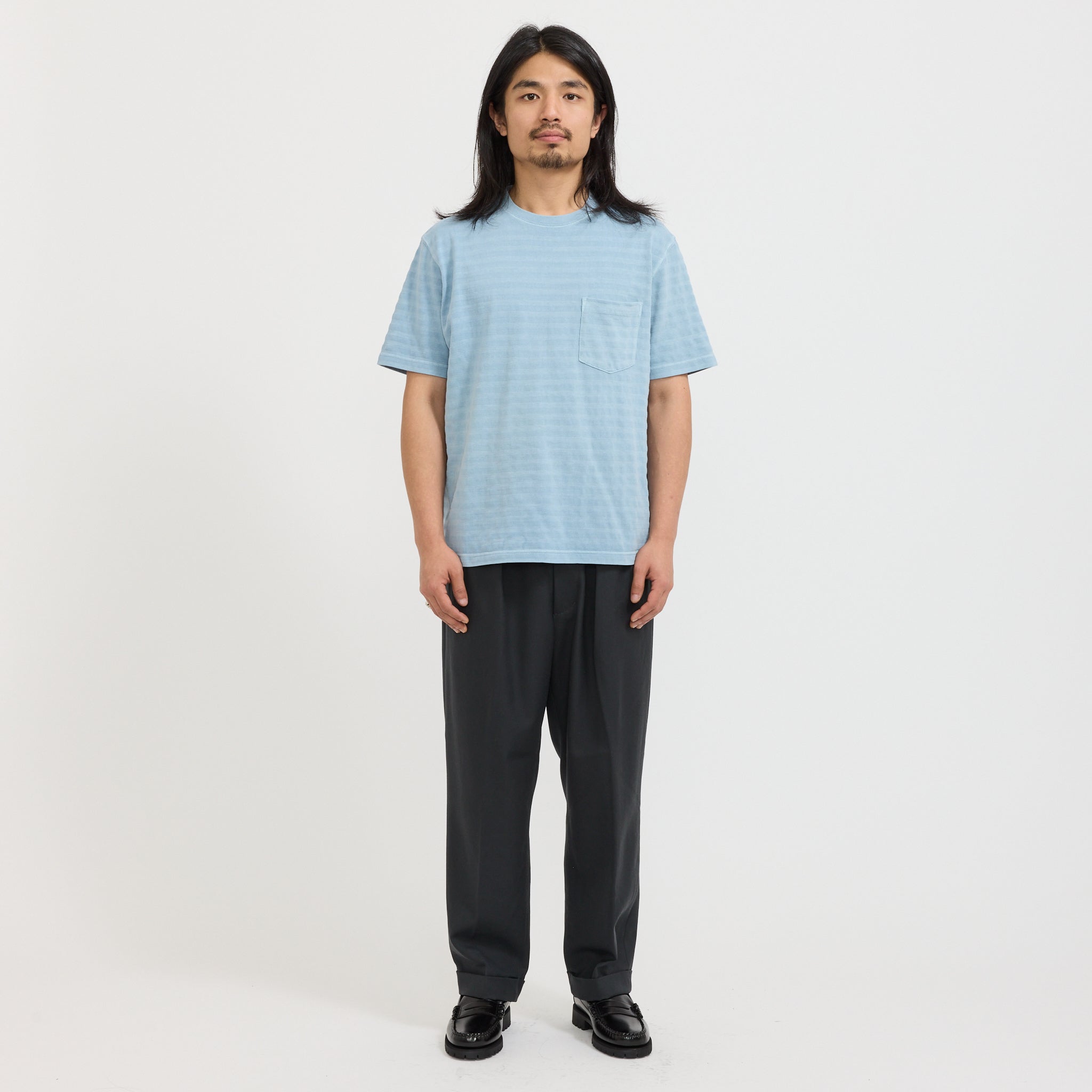 Pocket Tee Pique Garment Dye Sax