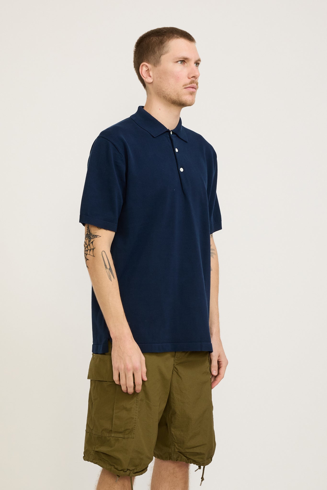 Beams Plus | Knit Polo 12G Navy | Maplestore