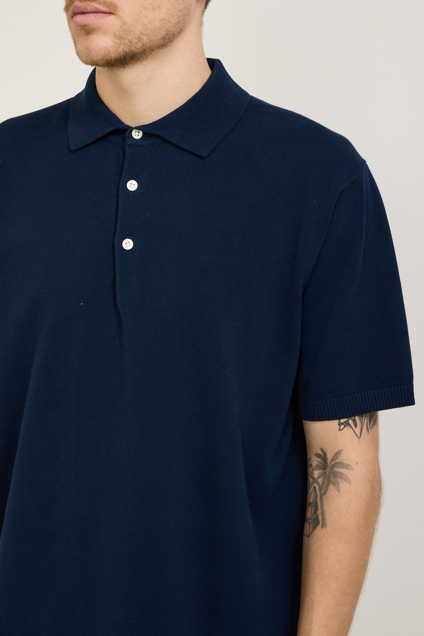 Beams Plus | Knit Polo 12G Navy | Maplestore