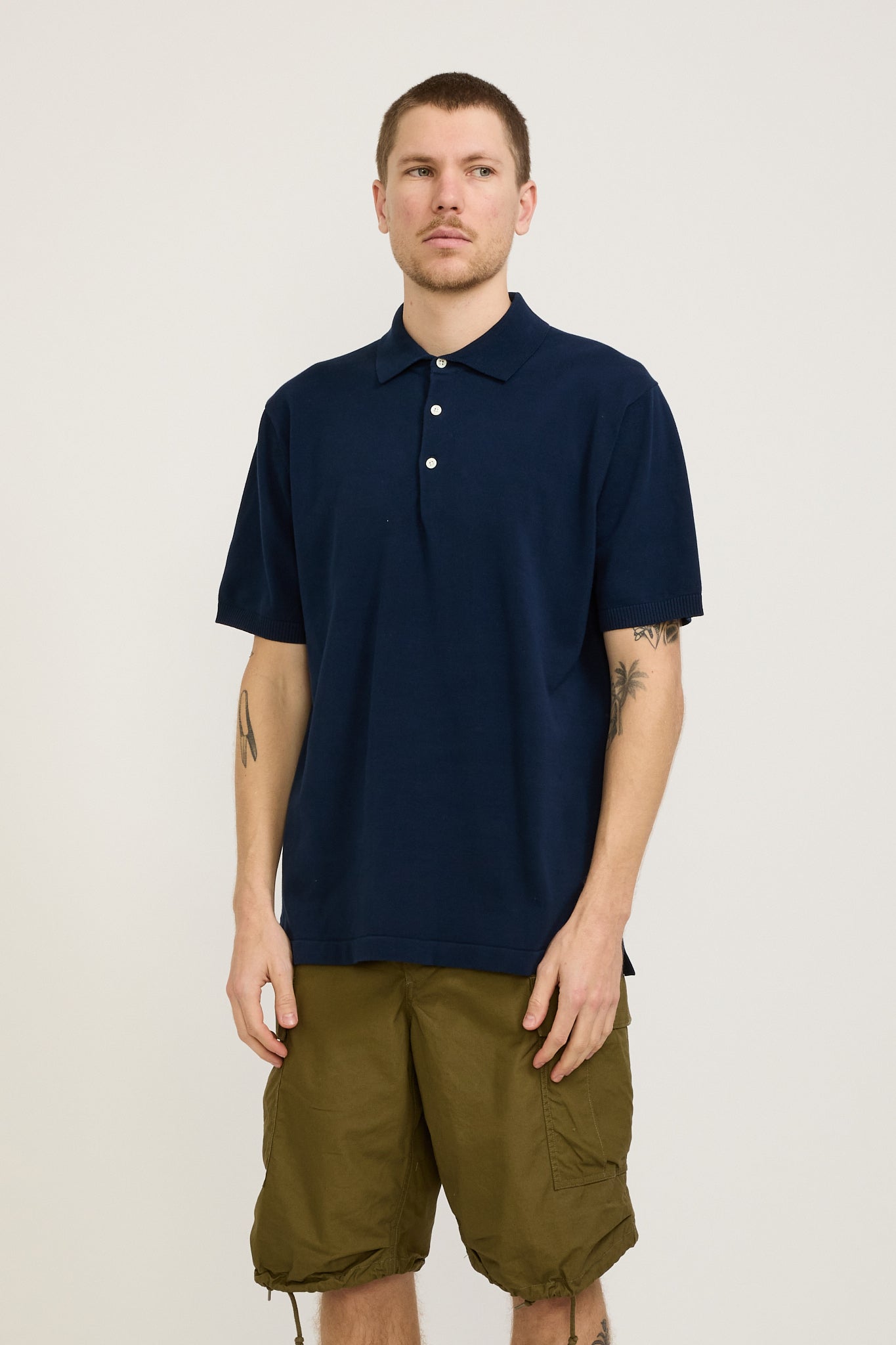 Beams Plus | Knit Polo 12G Navy | Maplestore