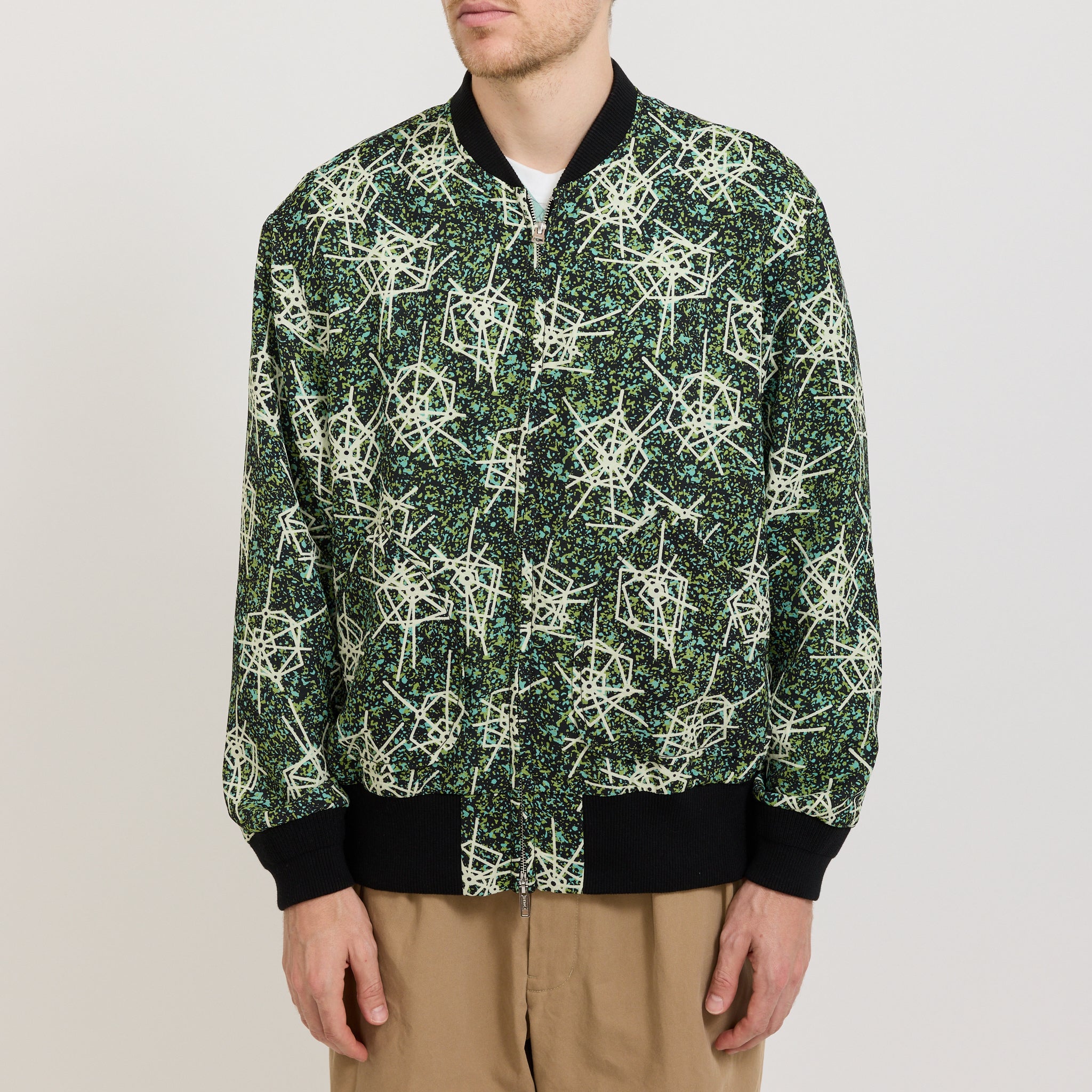 Sports Blouson Jacquard Mapping Print Black