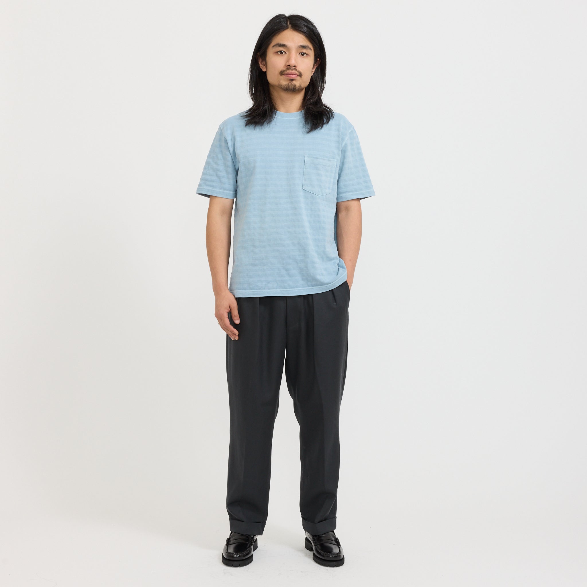 2 Pleats Relax Trousers Wool Charcoal for Men | Maplestore