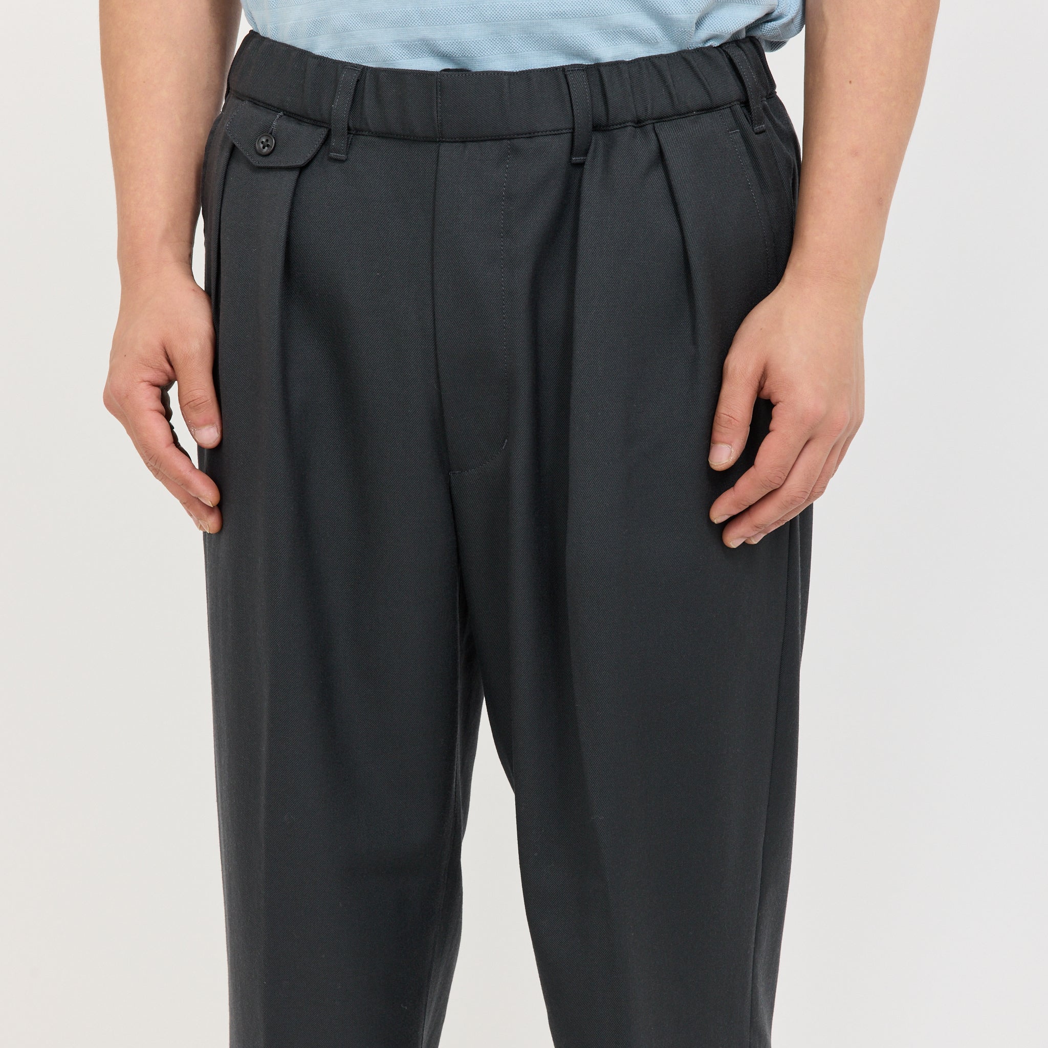 2 Pleats Relax Trousers Laundry Wool Charcoal