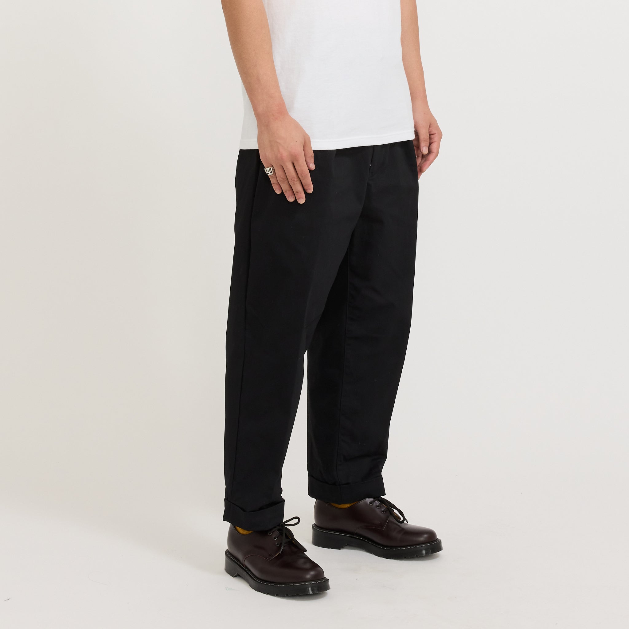 2 Pleats Twill Pant Black