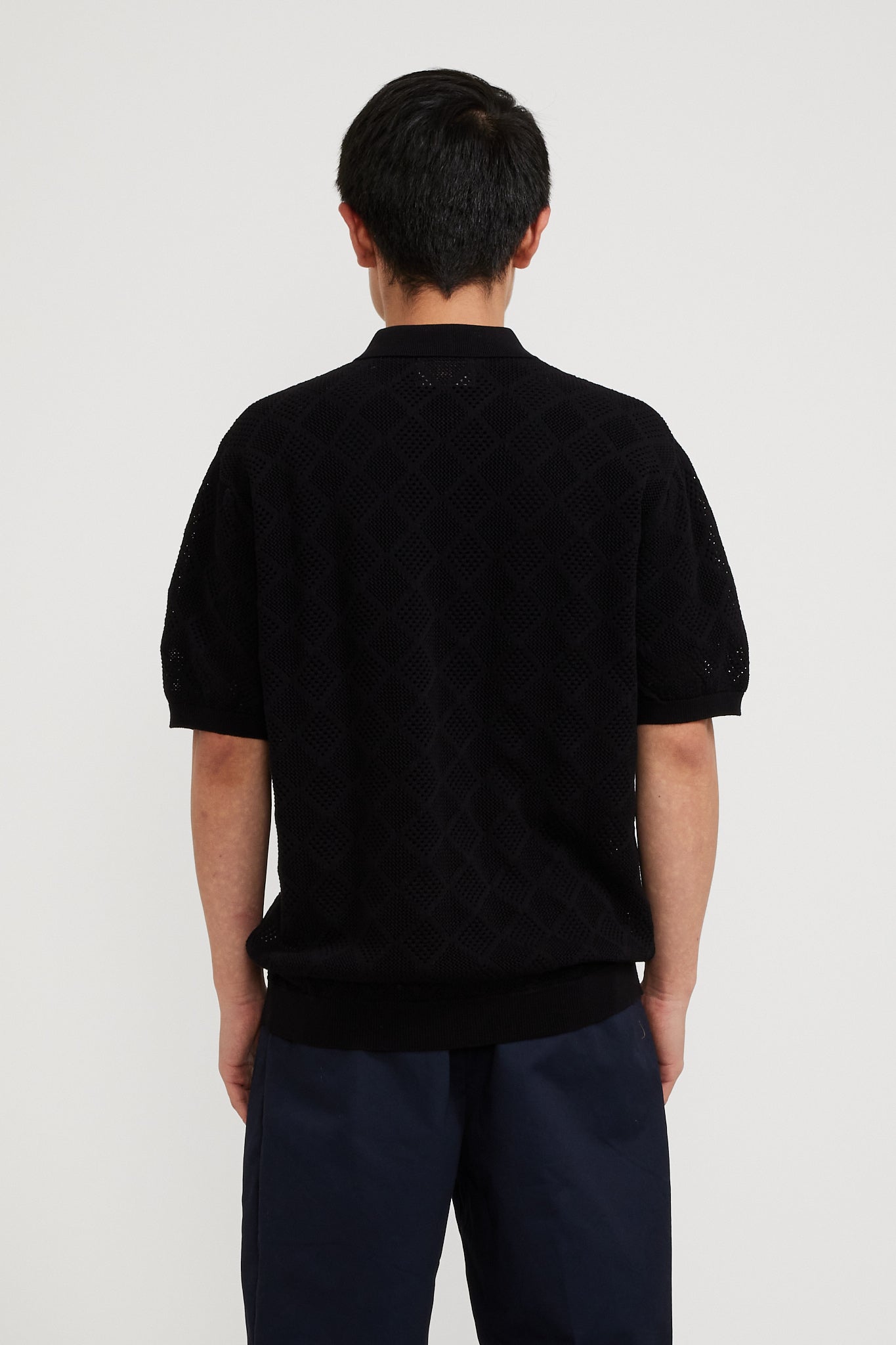 Beams Plus | Zip Knit Polo Mesh Black | Maplestore