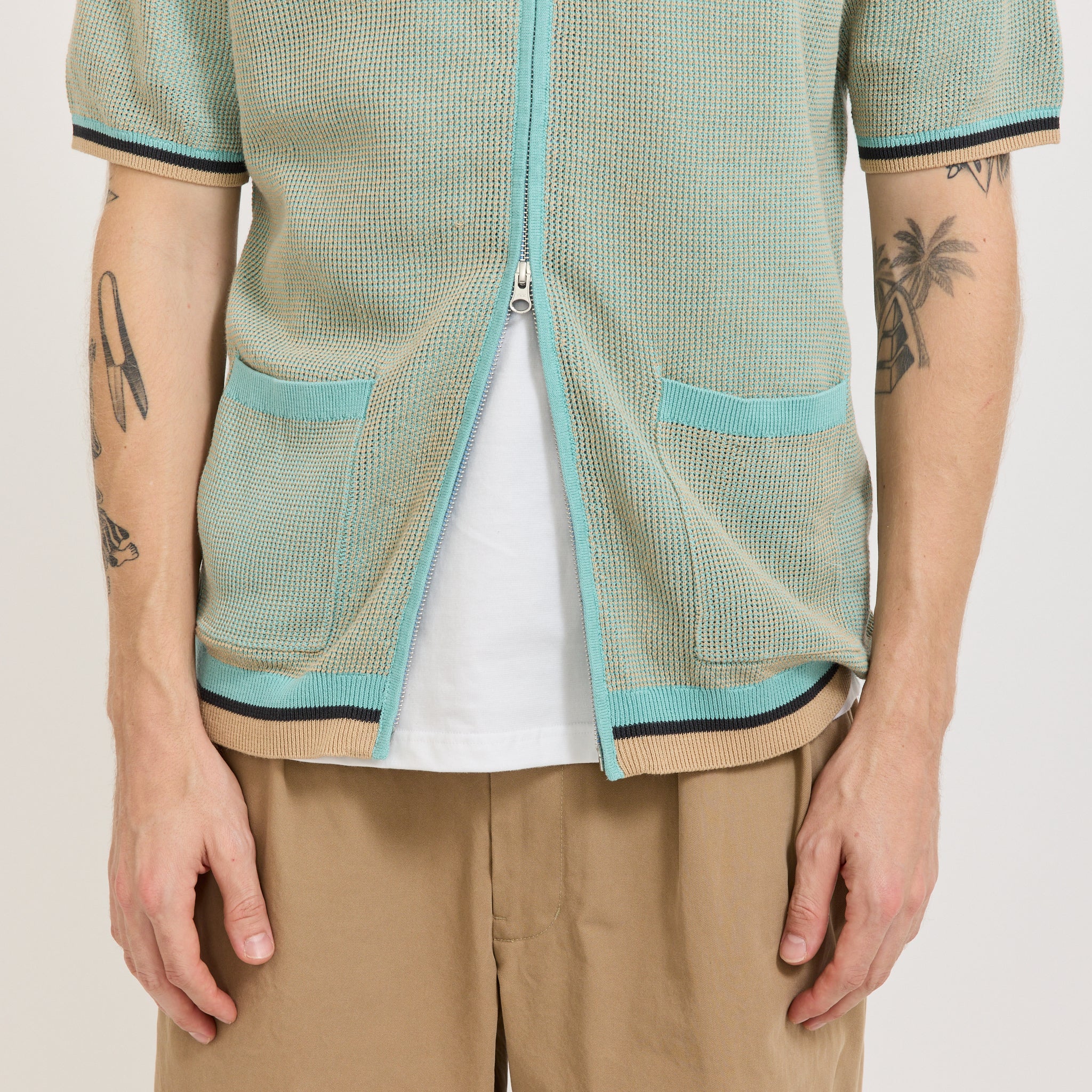 Beams Plus | Zip Knit Polo Sax | Maplestore