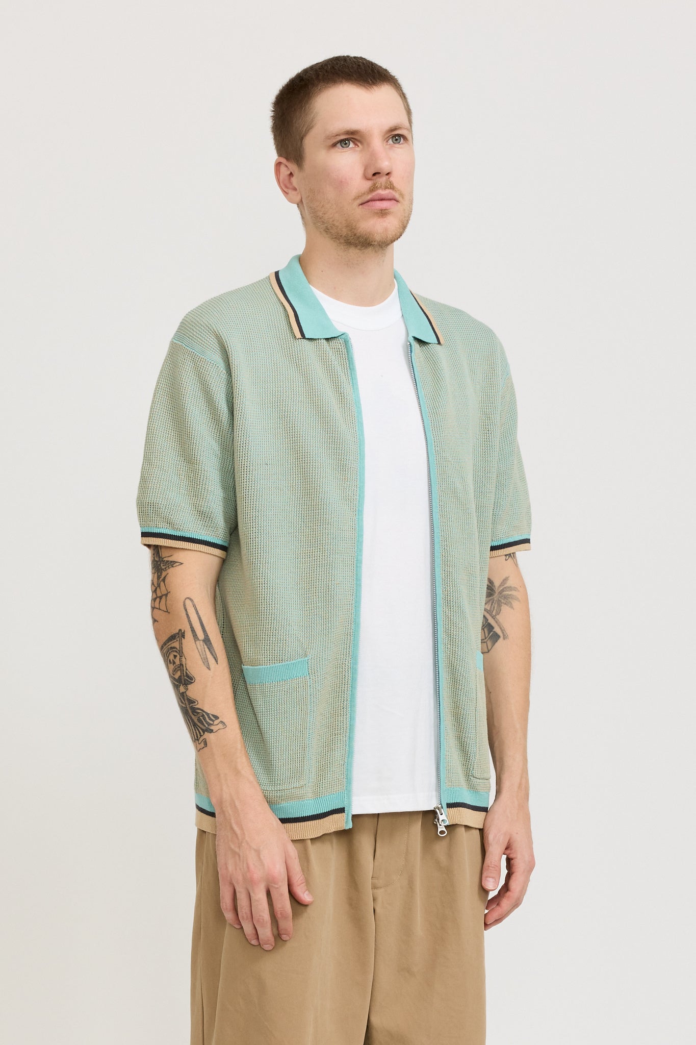 Zip Knit Polo Sax