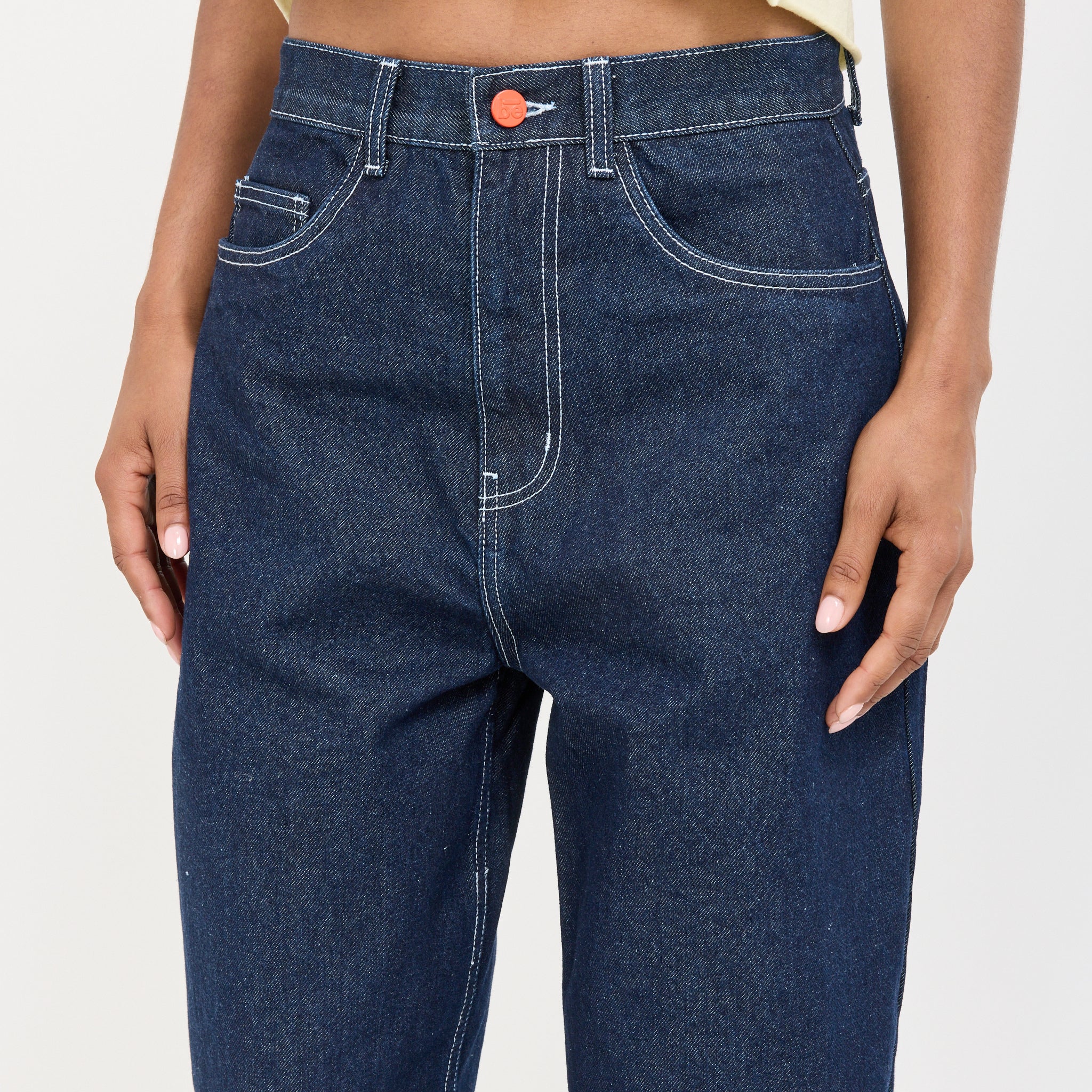 Super Loose Dark Blue White Stitching