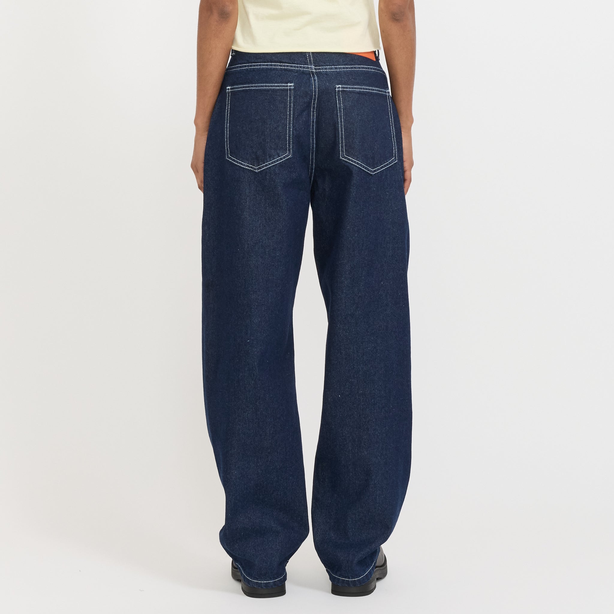 Super Loose Dark Blue White Stitching