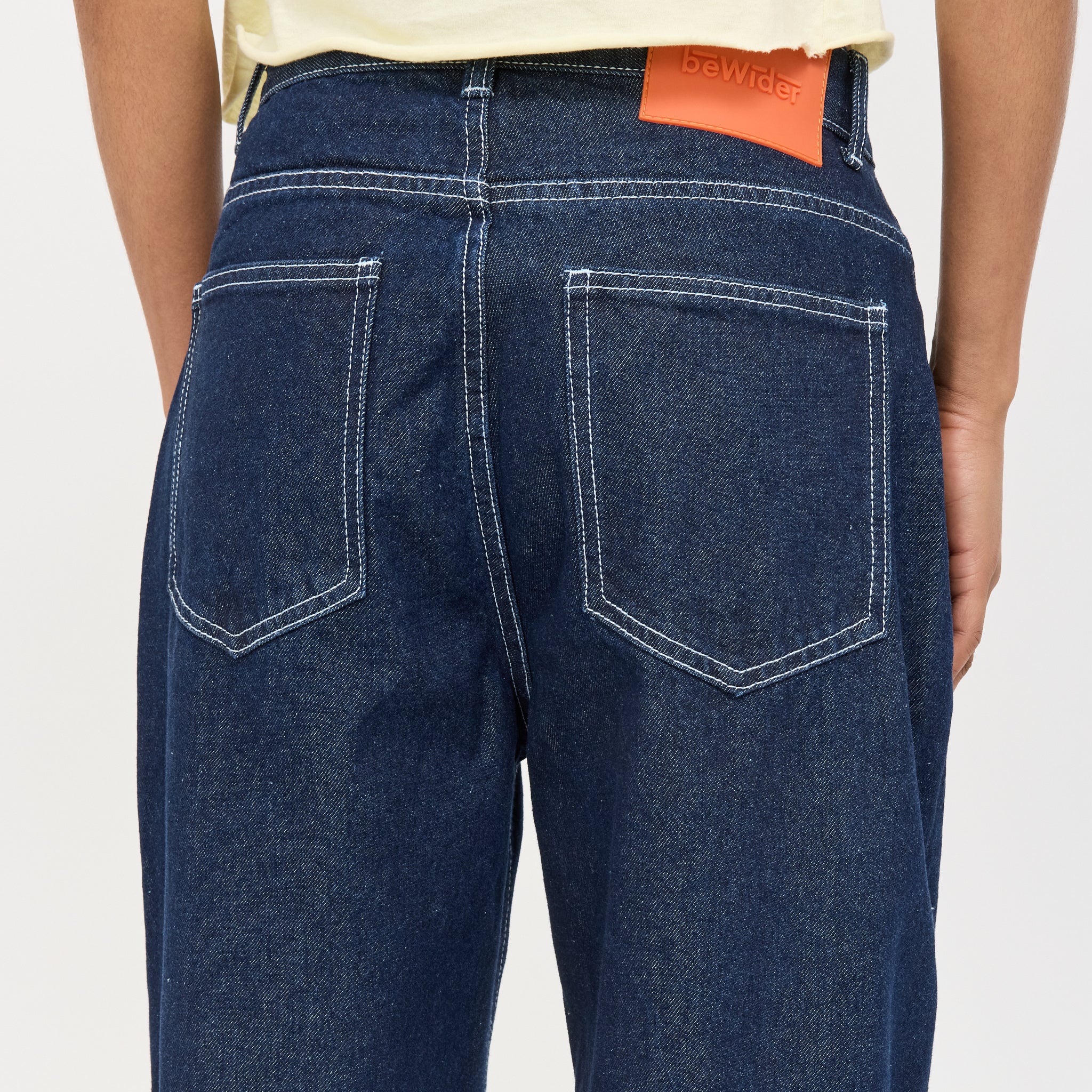 Super Loose Dark Blue White Stitching