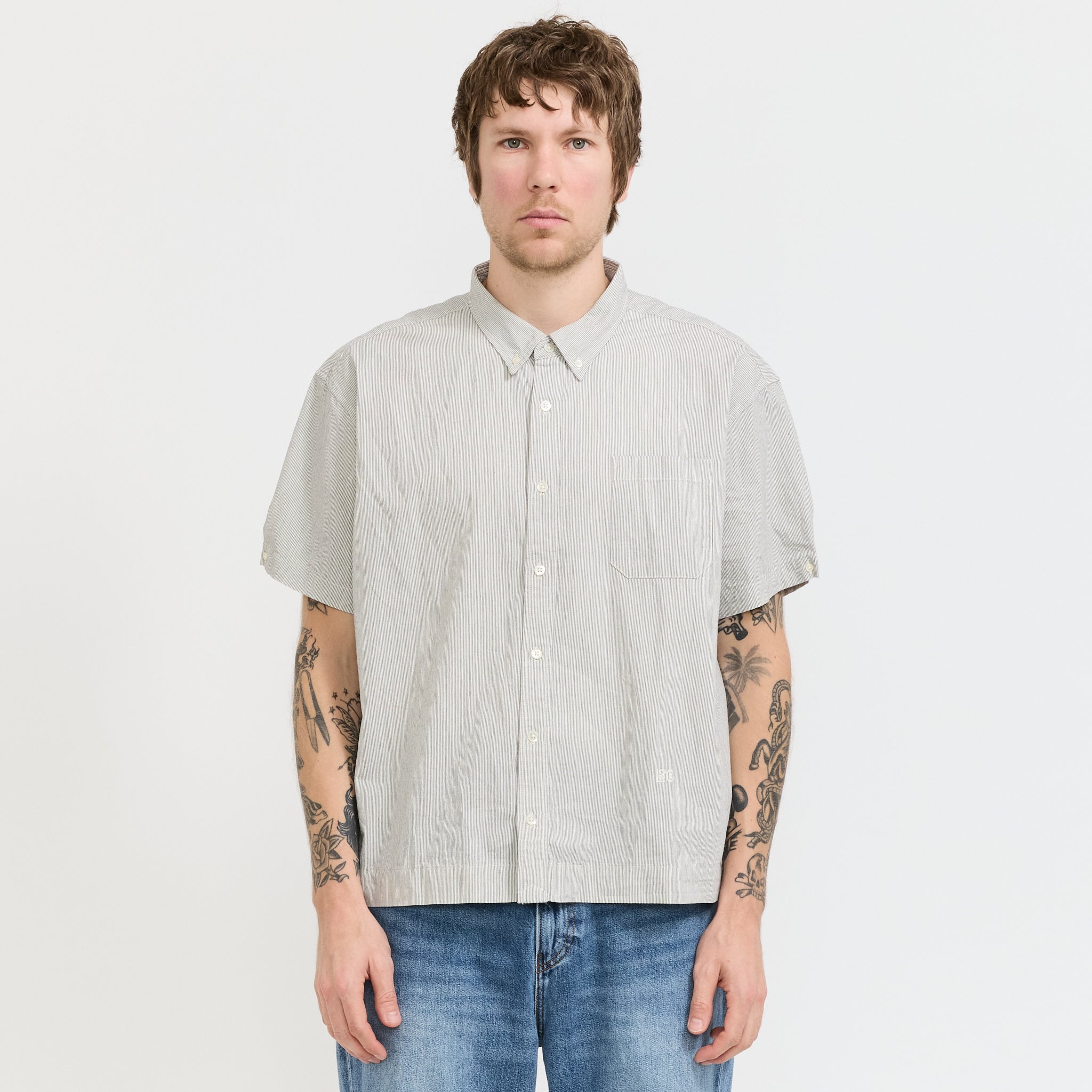 Blue Tab S/S Boxy Shirt BT Stripe N & A