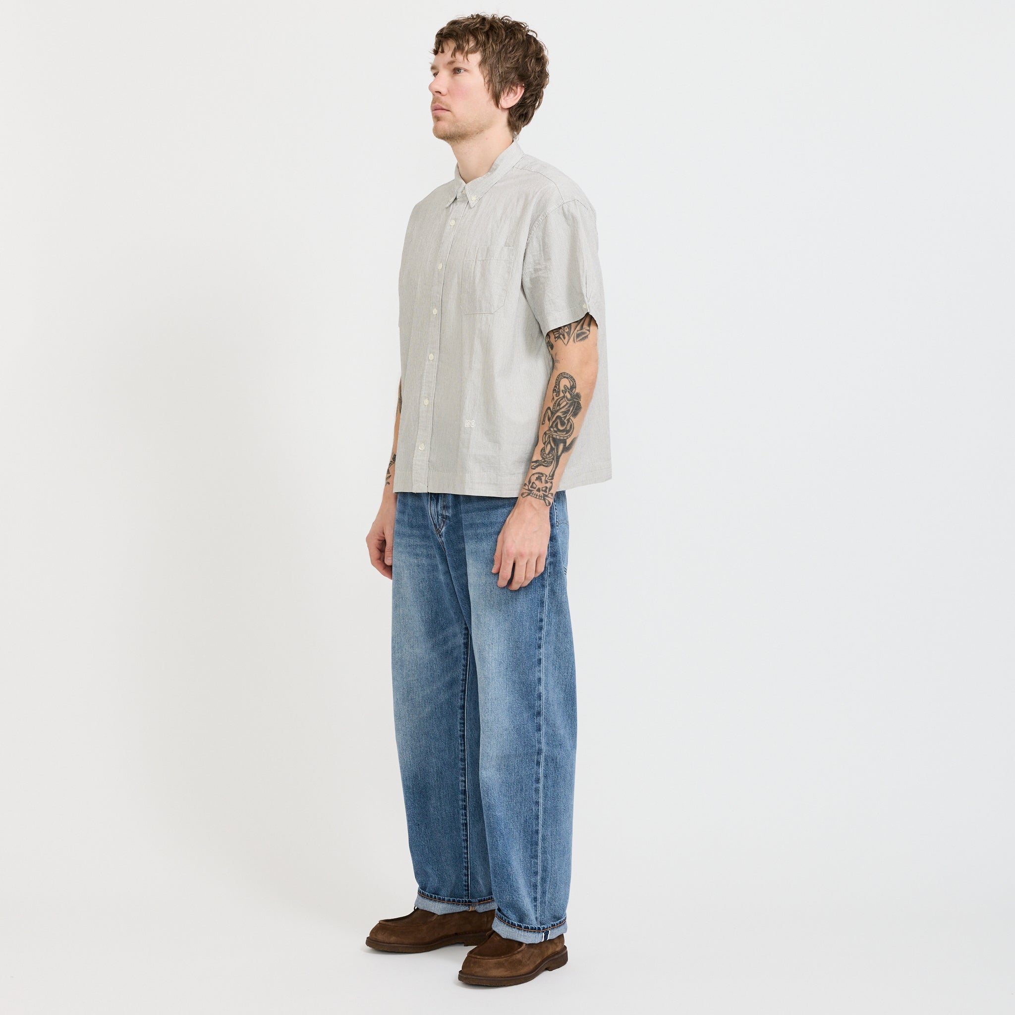 Blue Tab S/S Boxy Shirt BT Stripe N & A