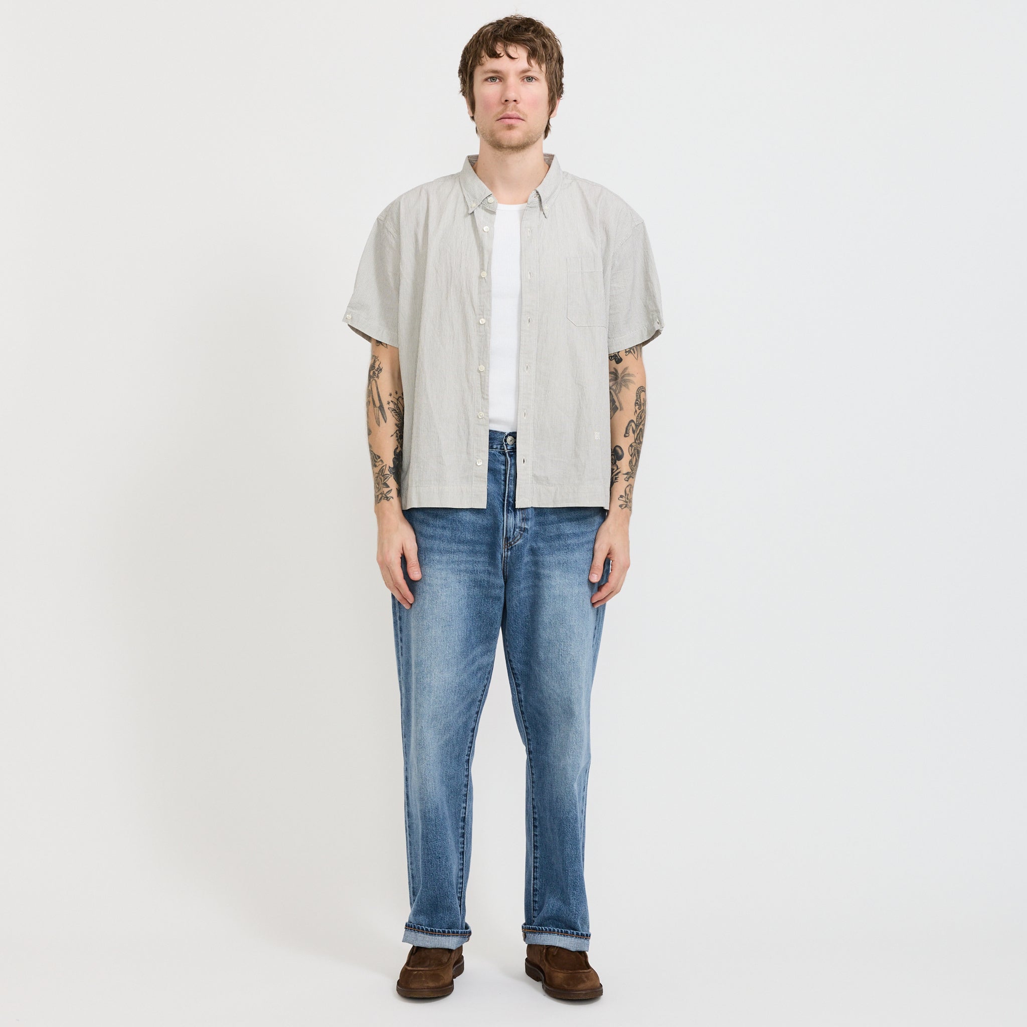 Blue Tab S/S Boxy Shirt BT Stripe N & A