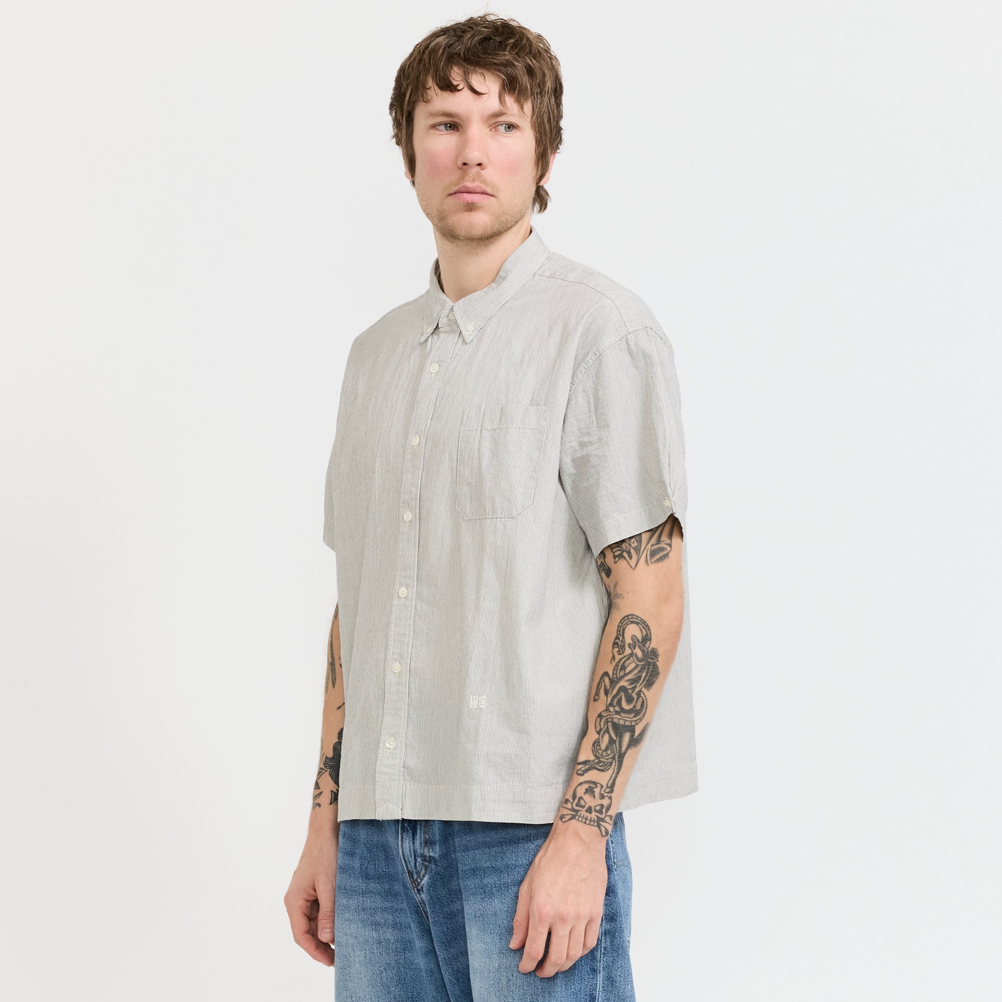 Blue Tab S/S Boxy Shirt BT Stripe N & A
