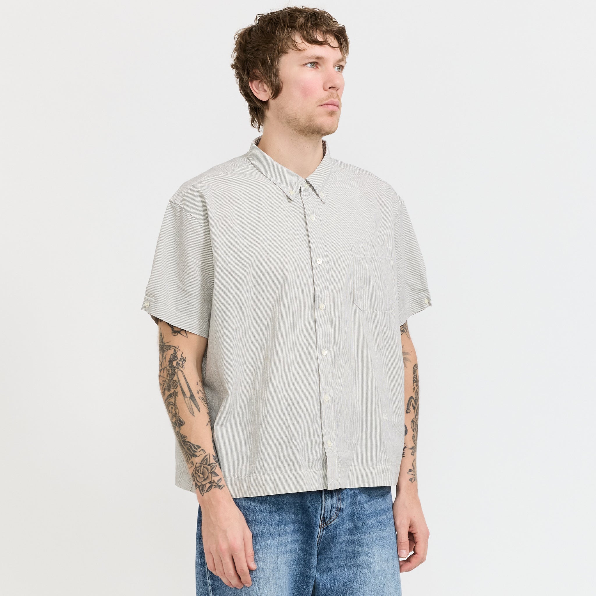 Blue Tab S/S Boxy Shirt BT Stripe N & A