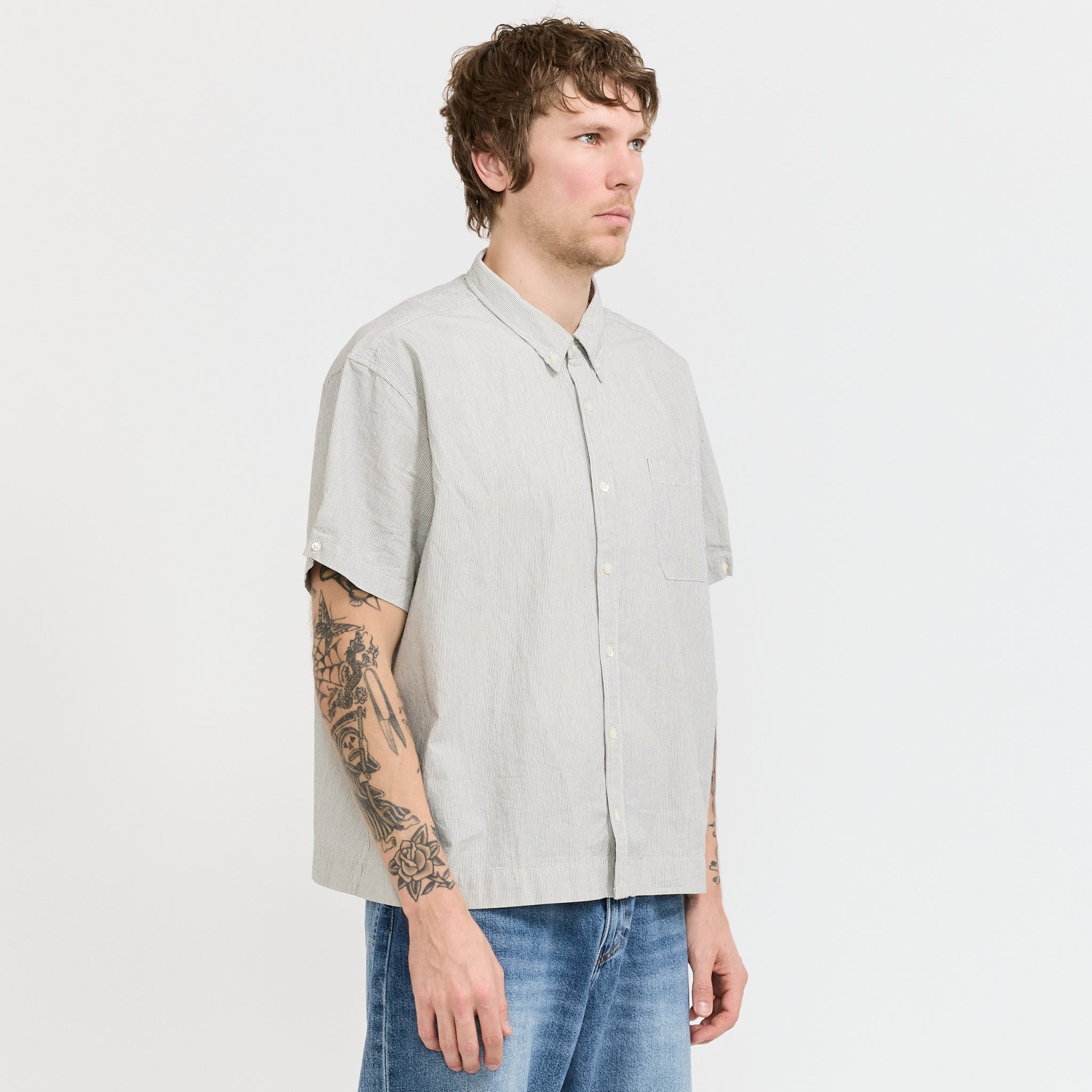 Blue Tab S/S Boxy Shirt BT Stripe N & A