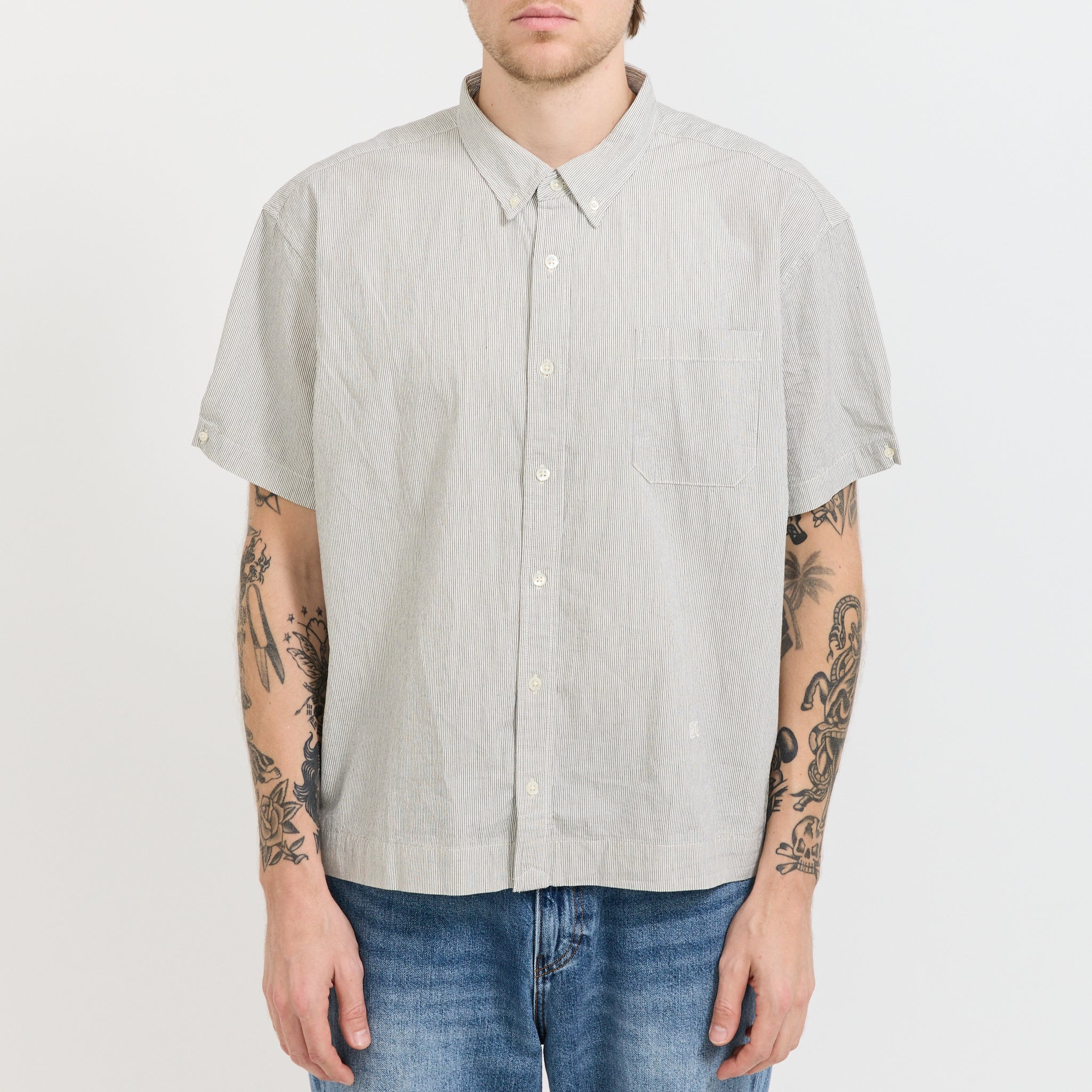 Blue Tab S/S Boxy Shirt BT Stripe N & A