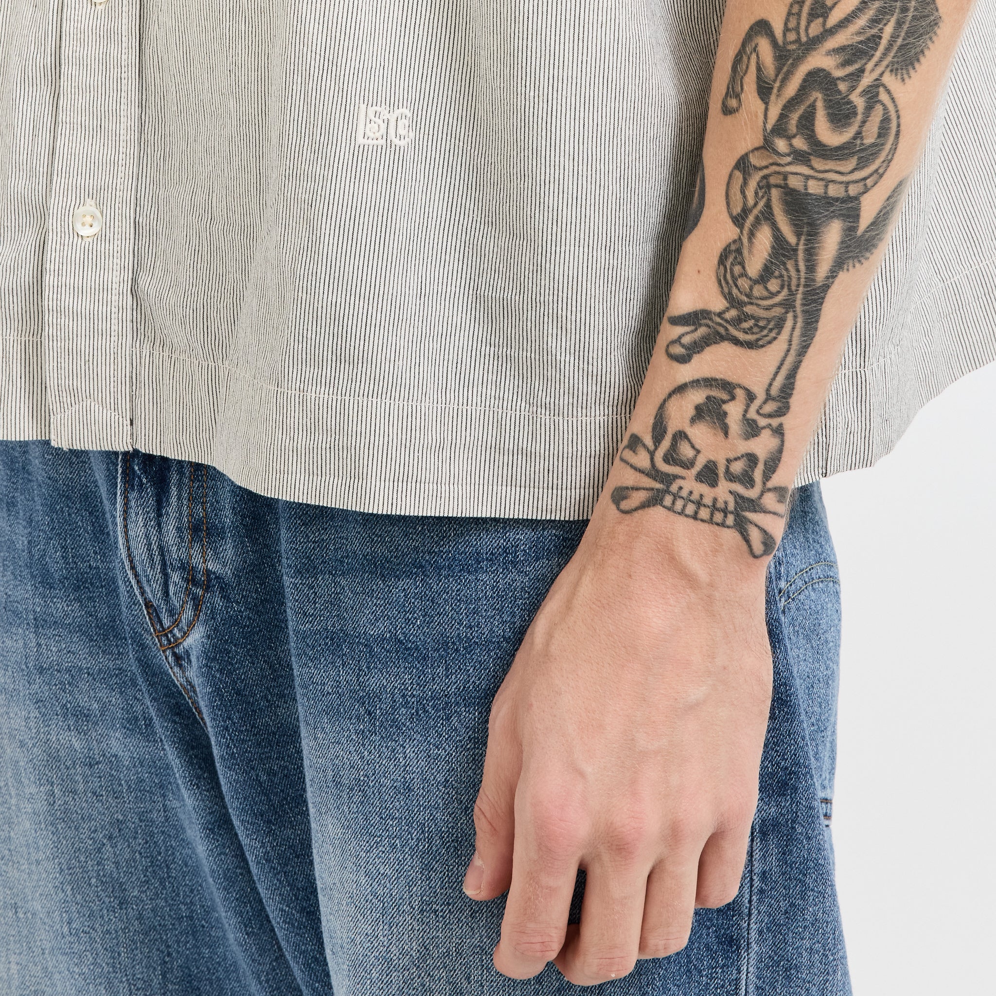 Blue Tab S/S Boxy Shirt BT Stripe N & A