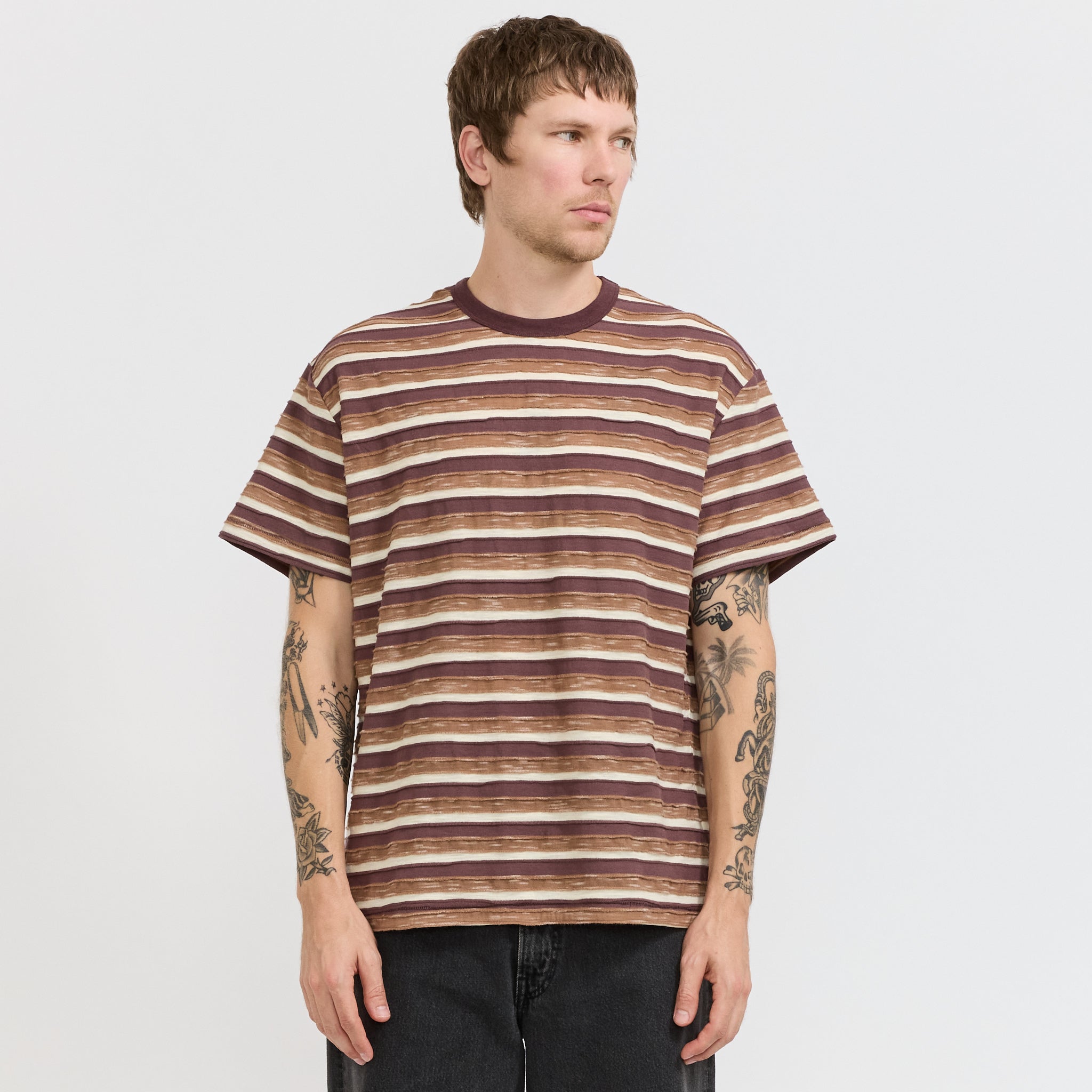 Casey Striped T-Shirt Coffee