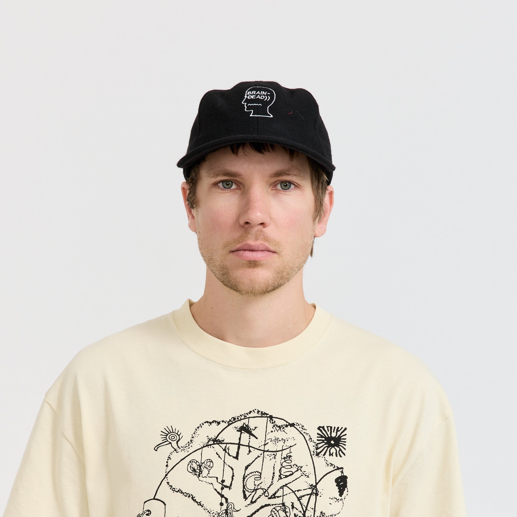 Brain Dead | Flannel Logohead 6 Panel Hat Black | Maplestore