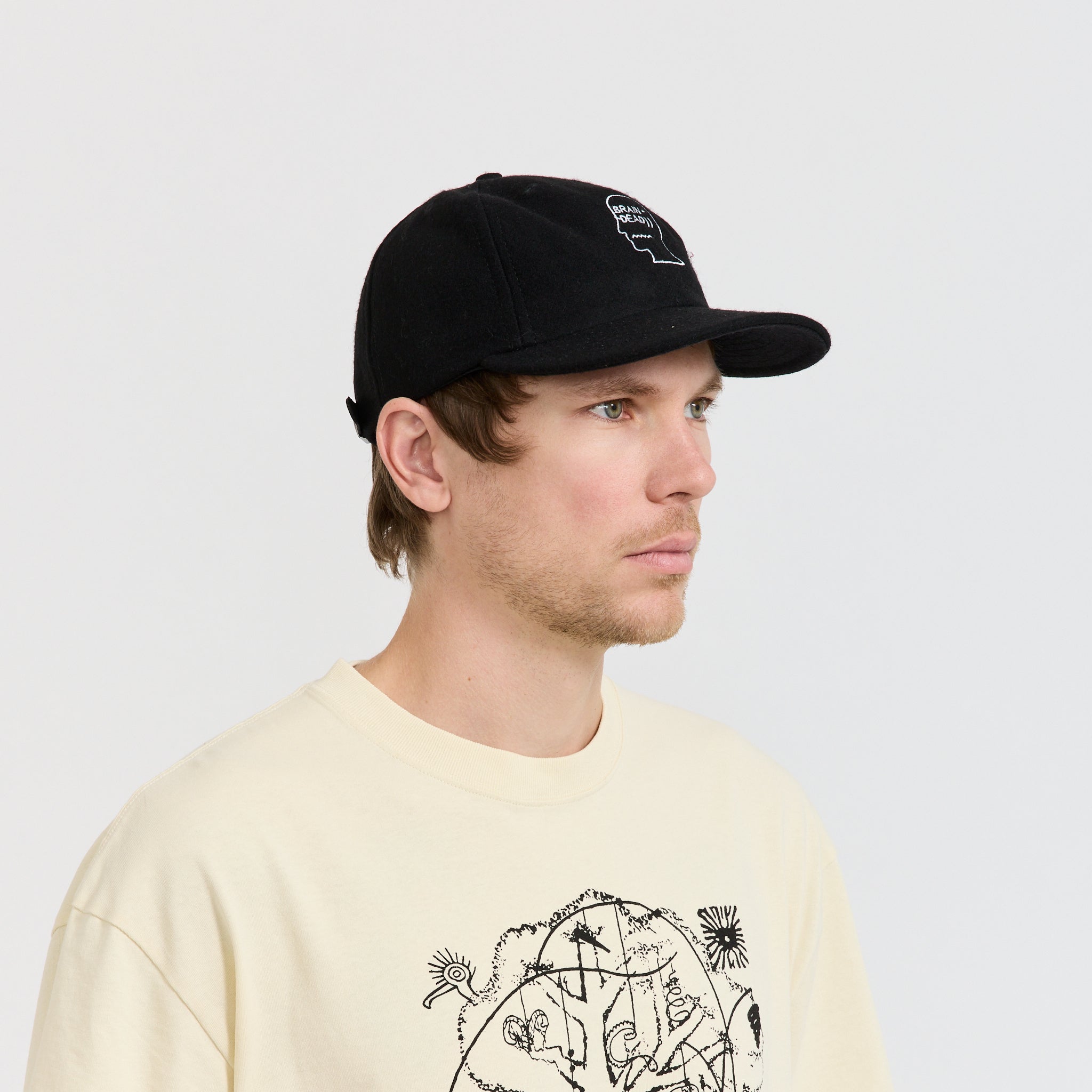 Brain Dead | Flannel Logohead 6 Panel Hat Black | Maplestore