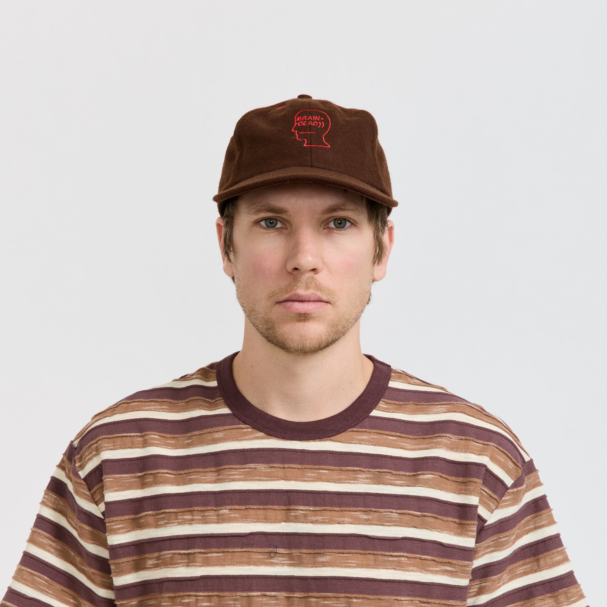Brain Dead | Flannel Classic Logohead 6 Panel Hat Brown | Maplestore