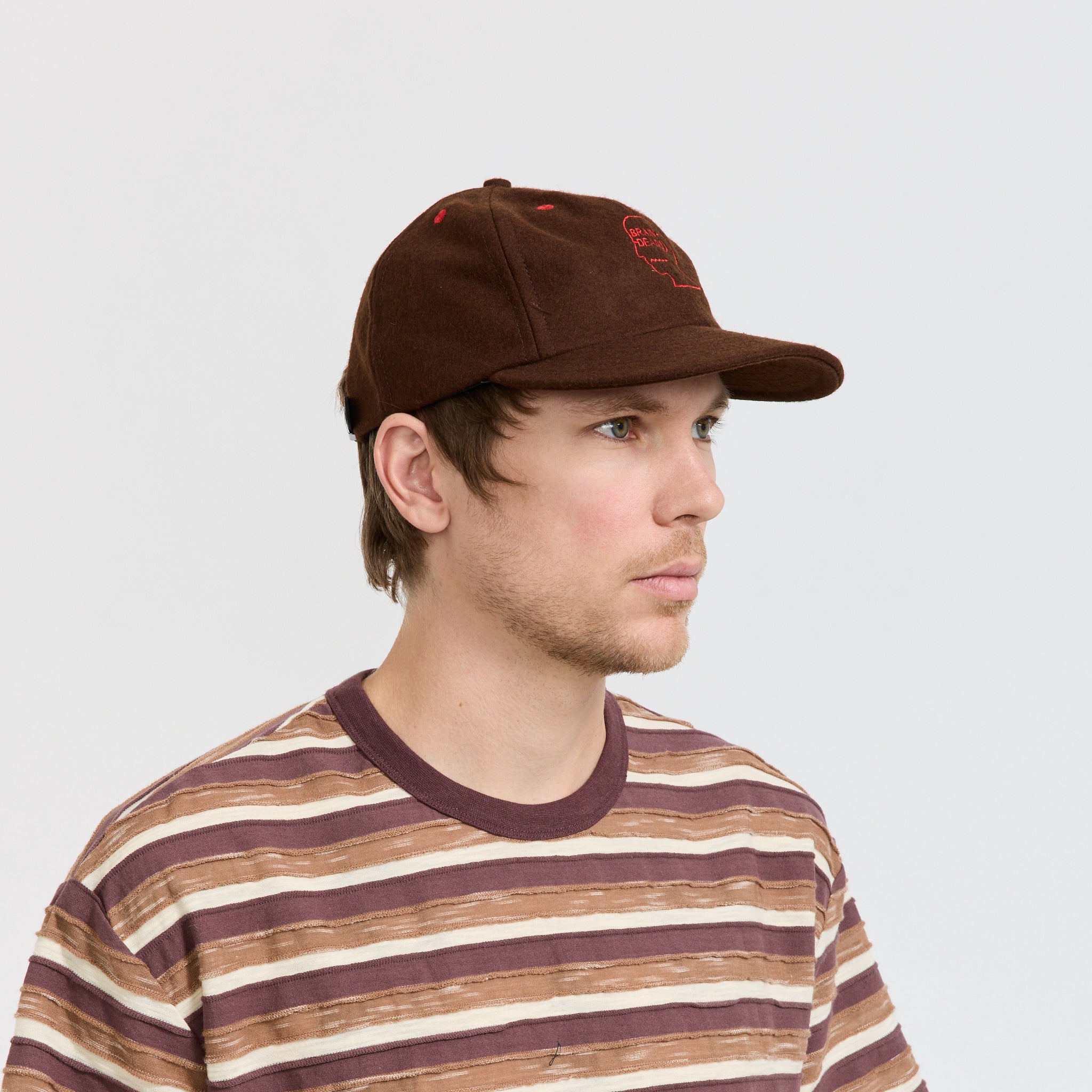 Brain Dead | Flannel Classic Logohead 6 Panel Hat Brown | Maplestore