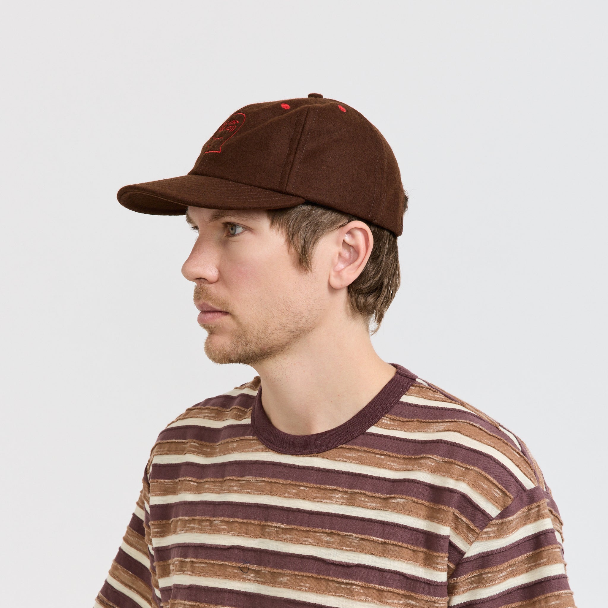 Brain Dead | Flannel Classic Logohead 6 Panel Hat Brown | Maplestore