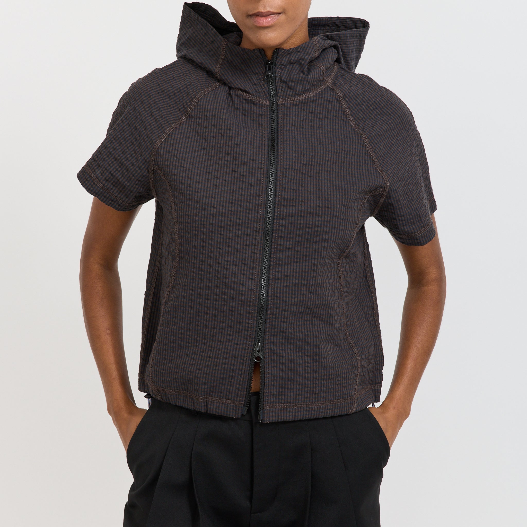Brain Dead | Gingham Hooded Top Black | Maplestore