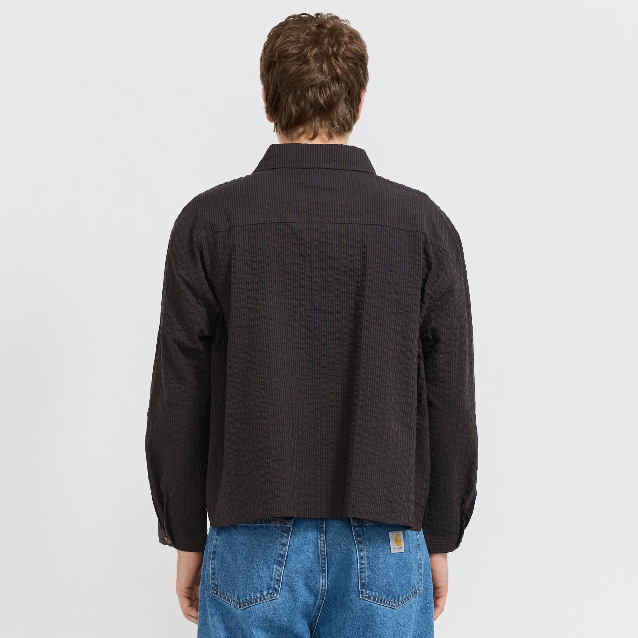 Gingham Round Collar Shirt Black