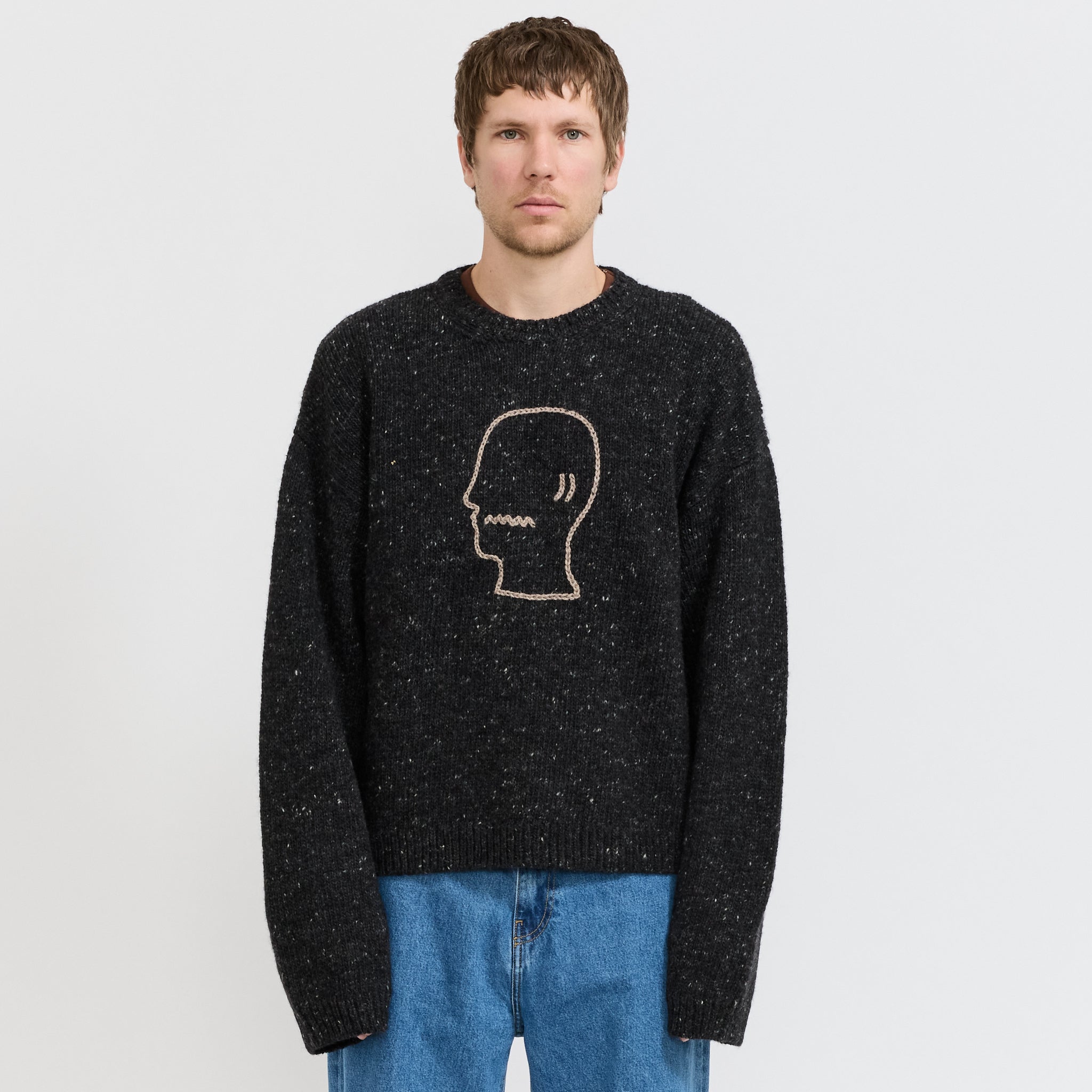 Logohead Alpaca Crewneck Sweater Charcoal