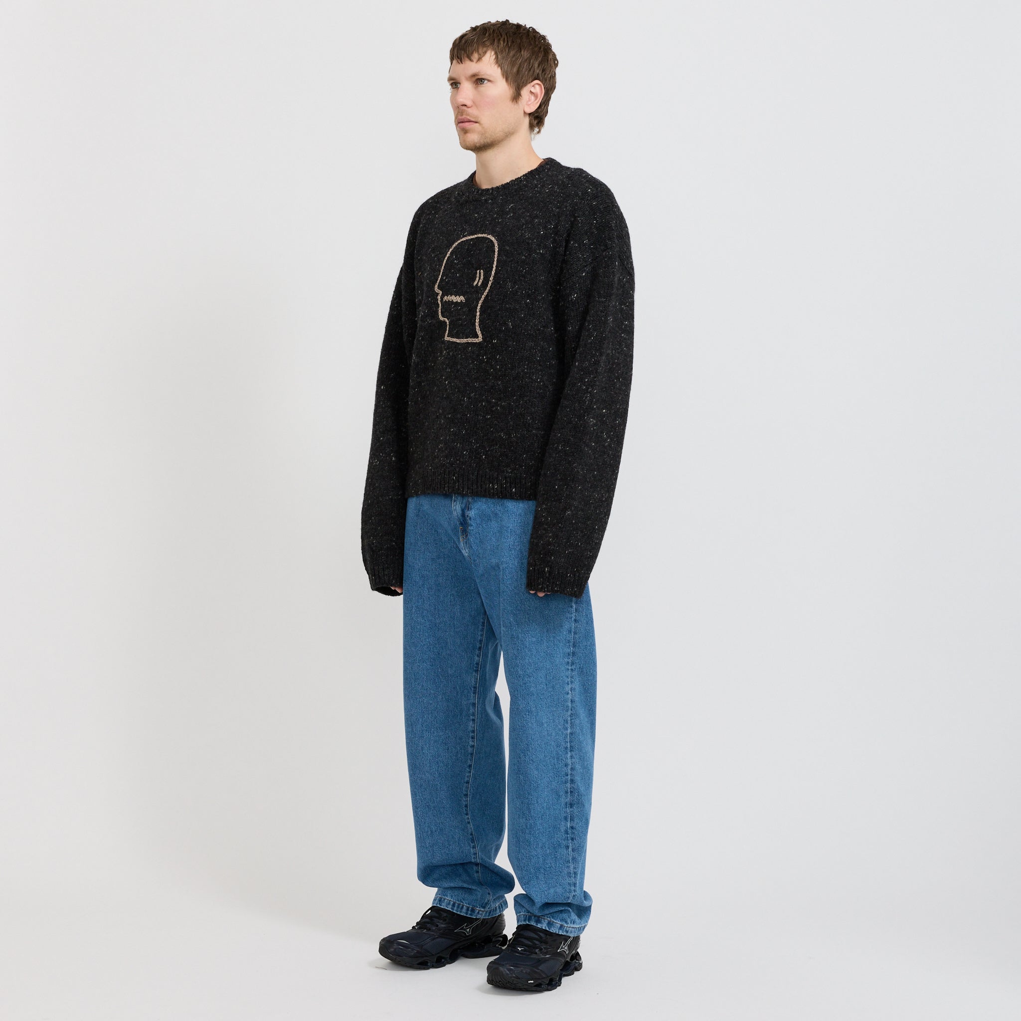 Logohead Alpaca Crewneck Sweater Charcoal