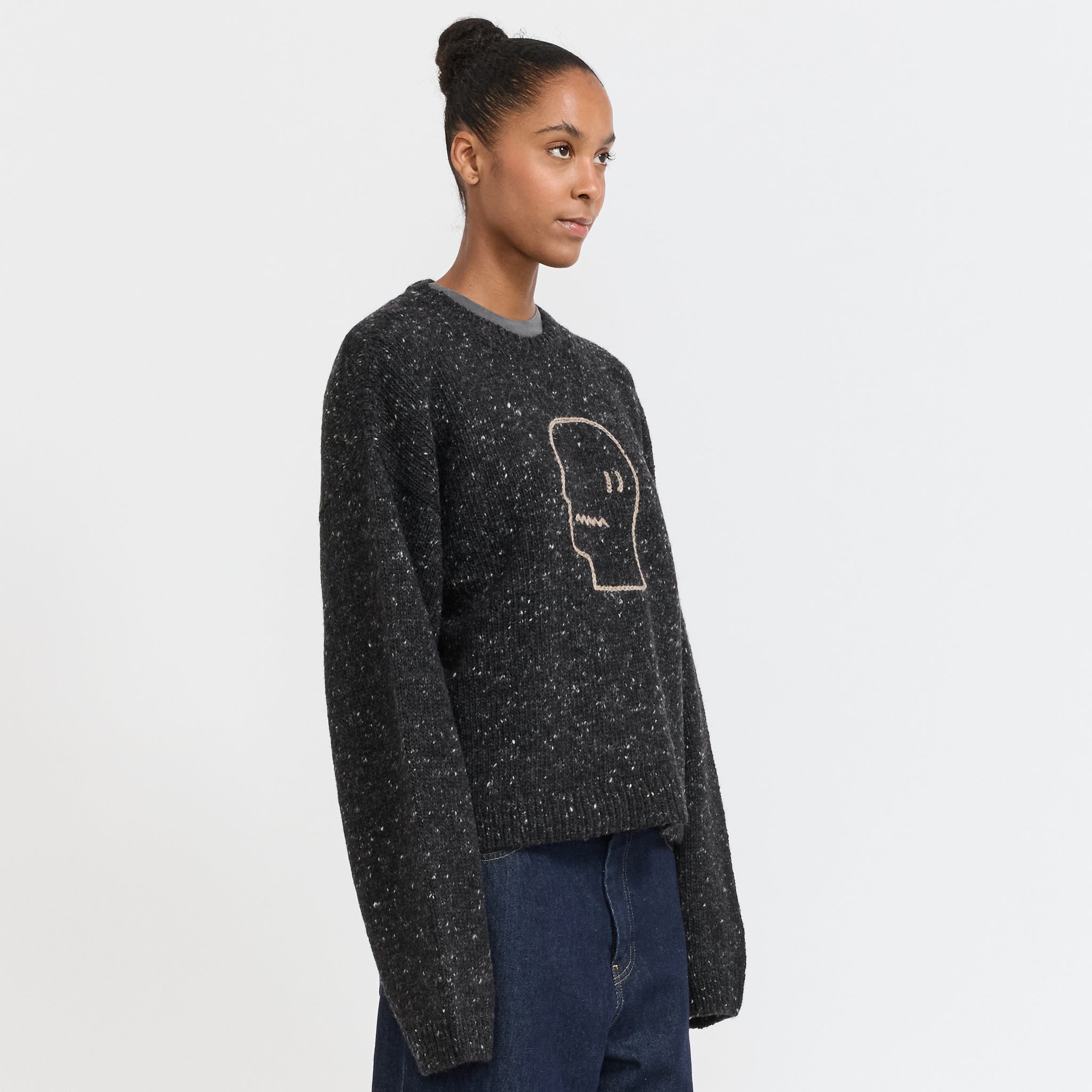 Logohead Alpaca Crewneck Sweater Charcoal Womens
