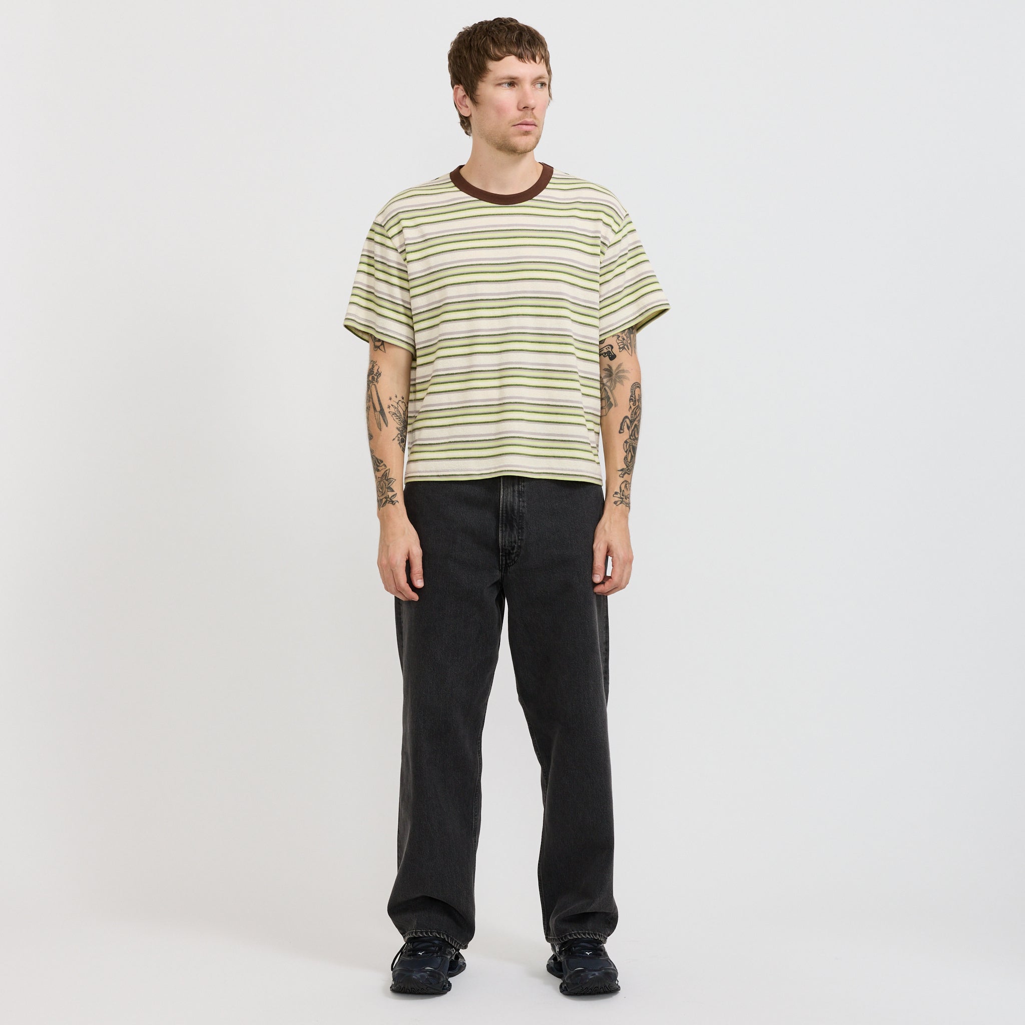 Looped Stripe T-Shirt Green Multi
