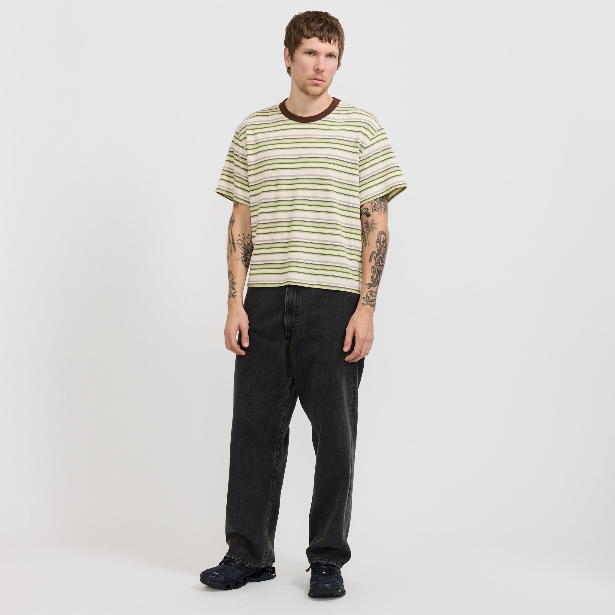 Looped Stripe T-Shirt Green Multi
