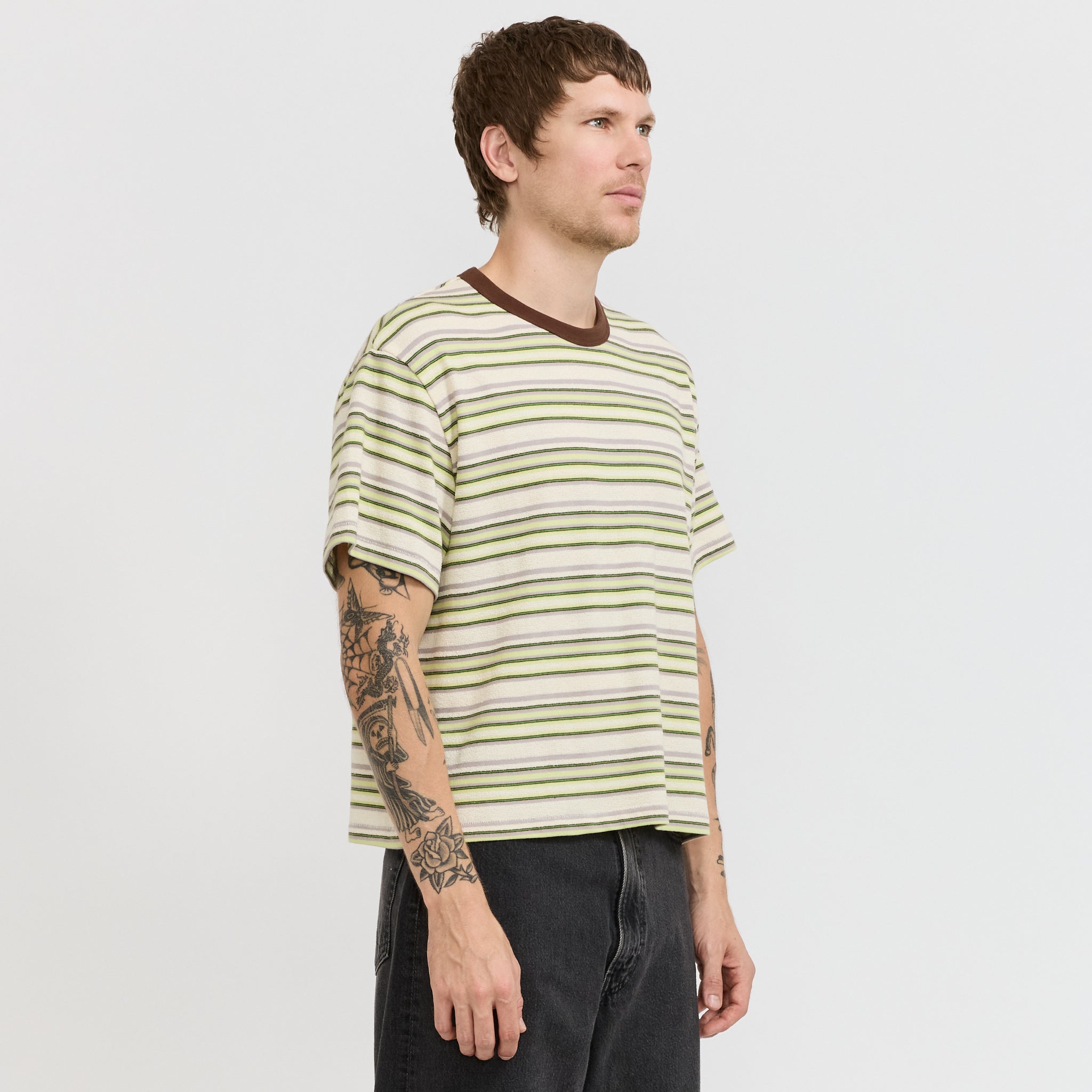 Looped Stripe T-Shirt Green Multi
