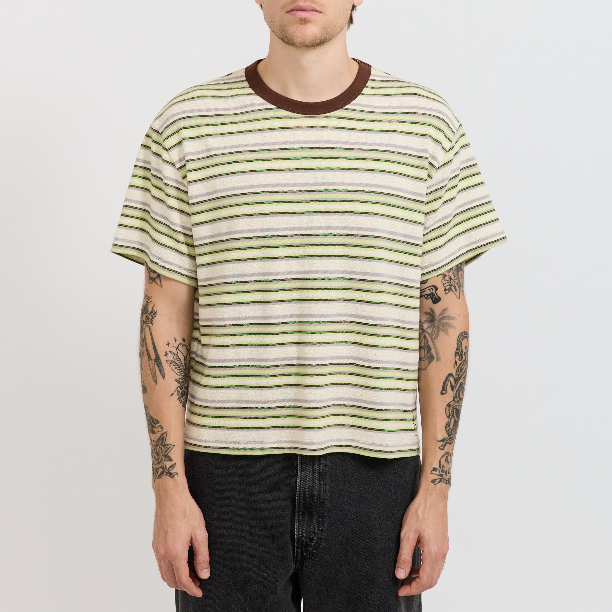 Looped Stripe T-Shirt Green Multi