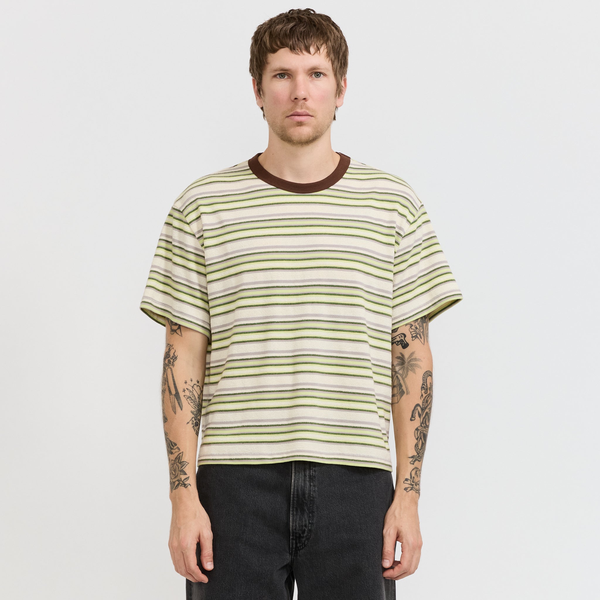 Looped Stripe T-Shirt Green Multi