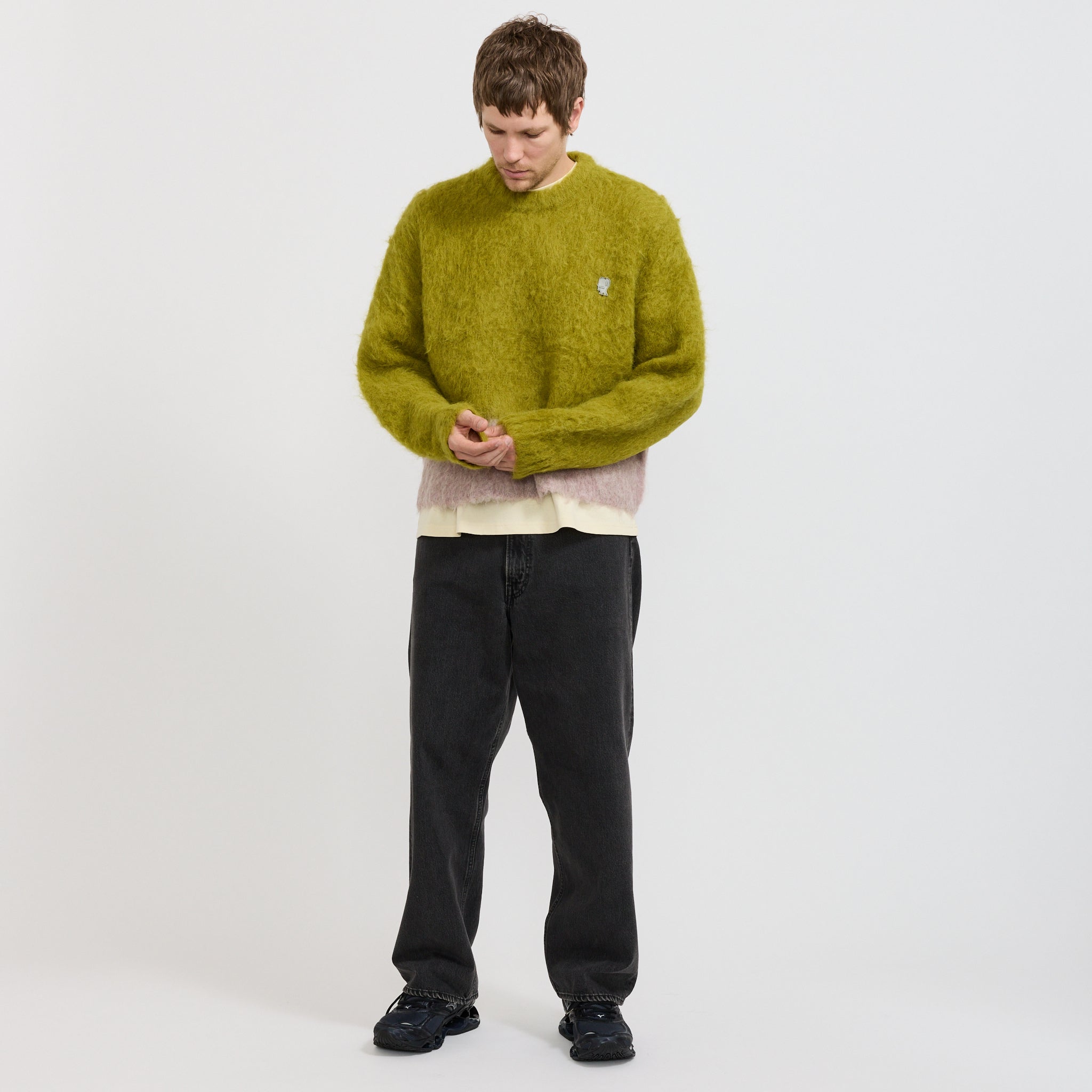 Super Hairy Boxy Knit Sweater Lime