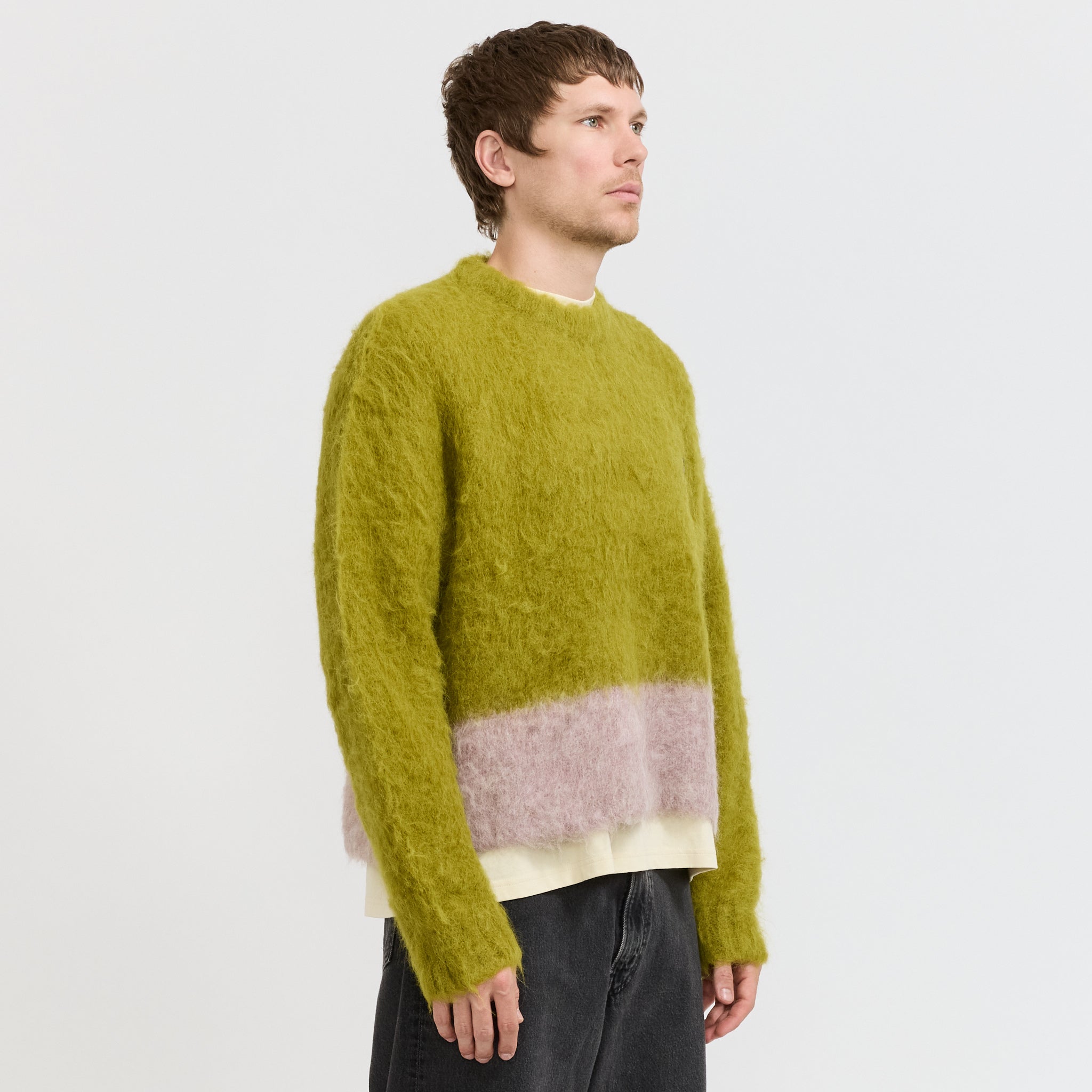 Super Hairy Boxy Knit Sweater Lime