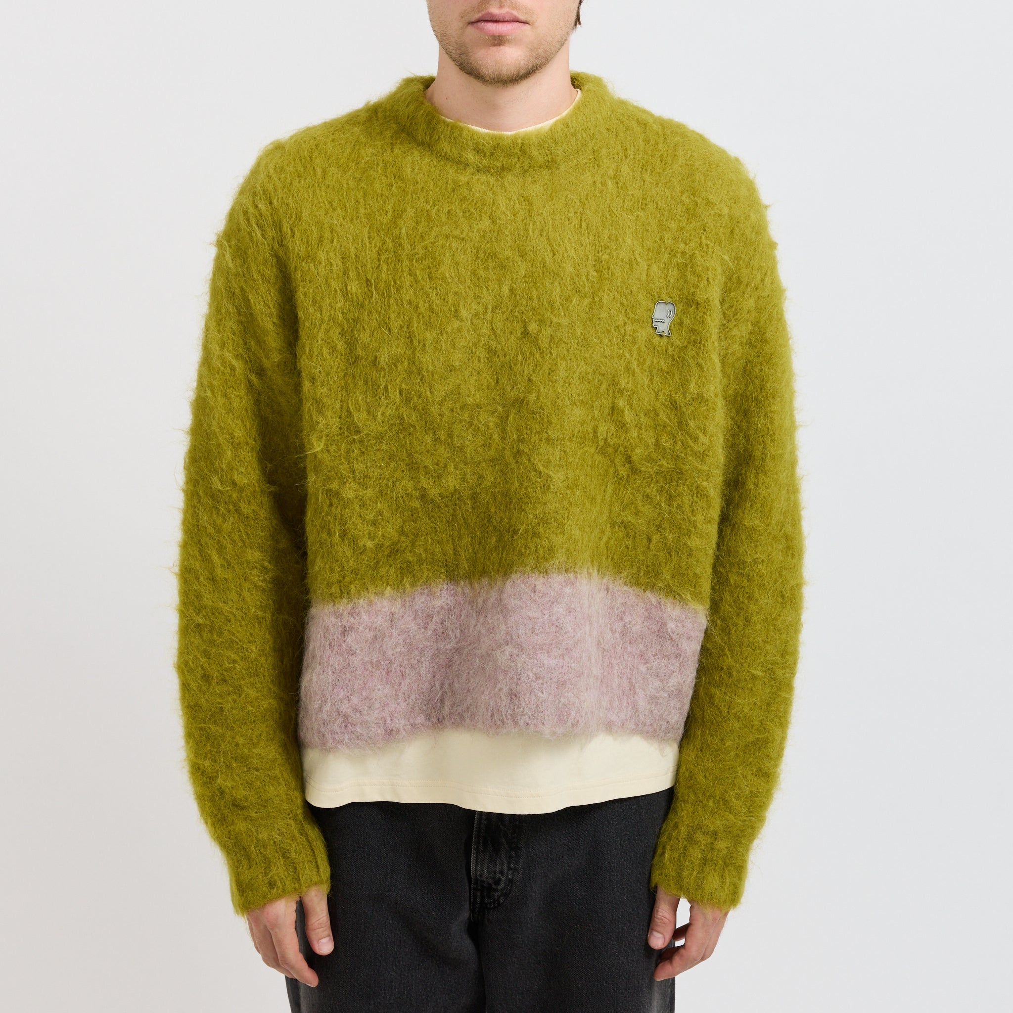 Super Hairy Boxy Knit Sweater Lime
